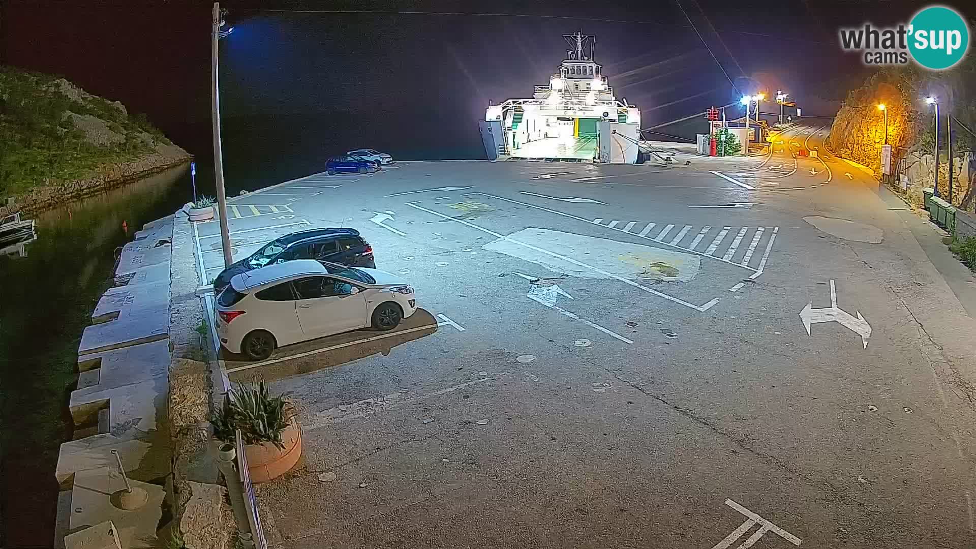 Webcam del puerto de ferris de Prizna – hacia la isla de Pag