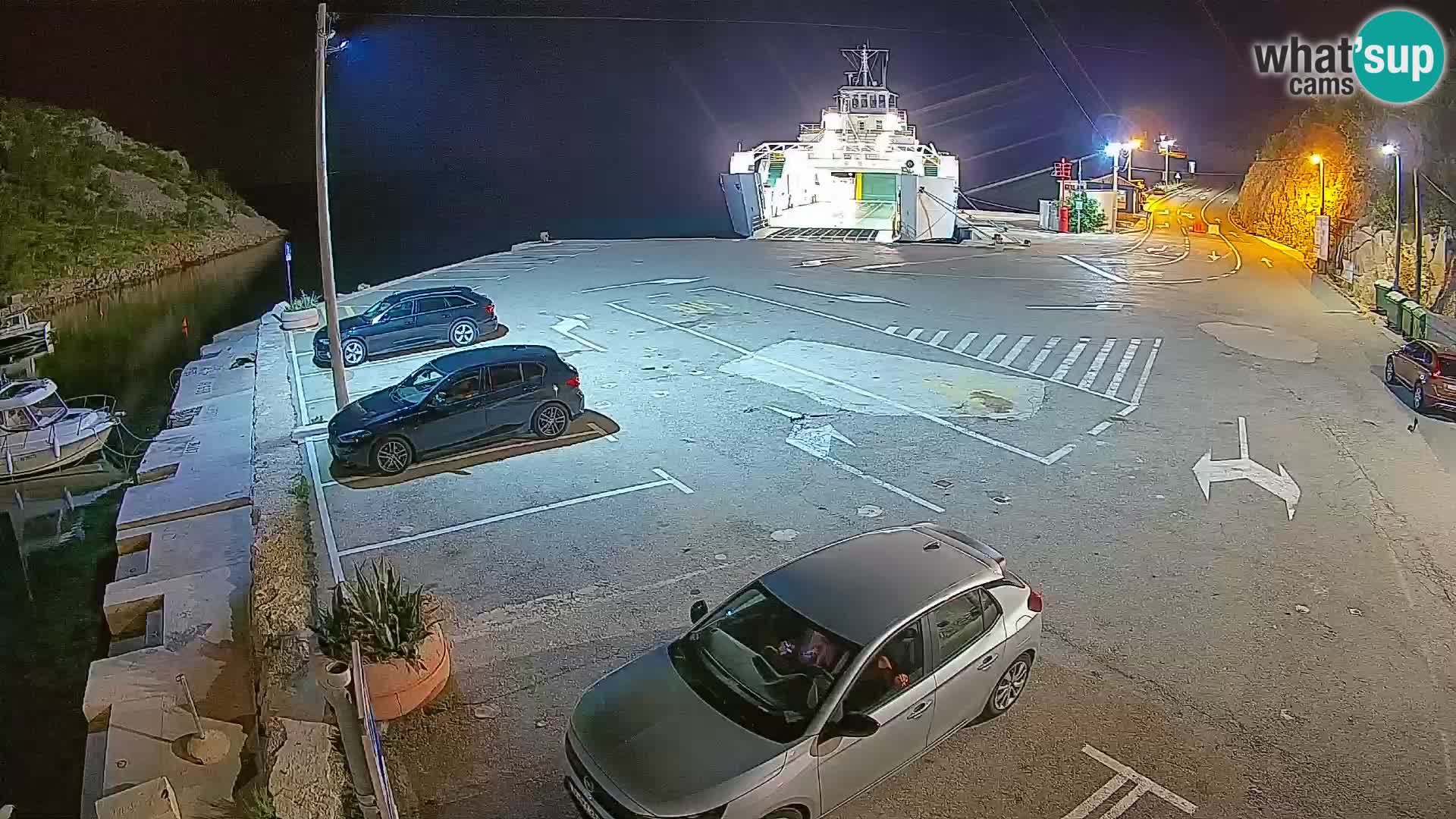 Webcam del puerto de ferris de Prizna – hacia la isla de Pag