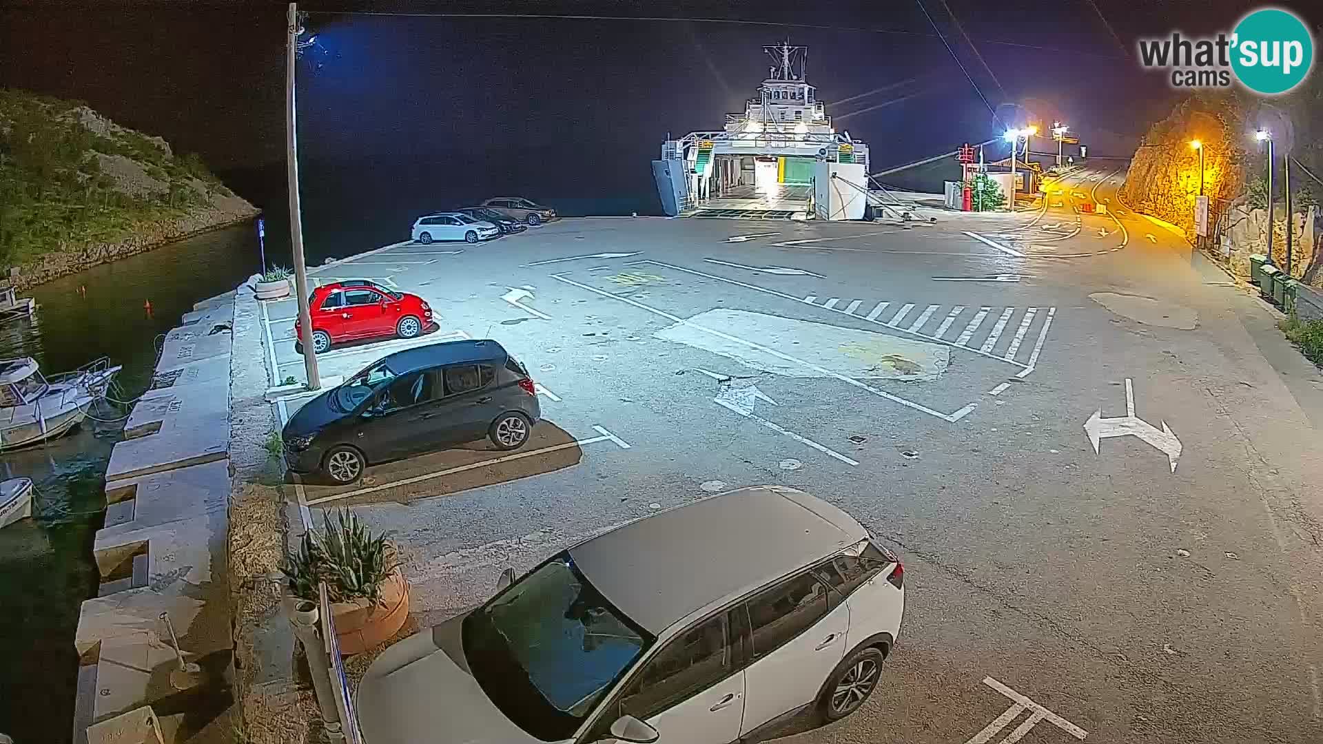 Webcam del puerto de ferris de Prizna – hacia la isla de Pag