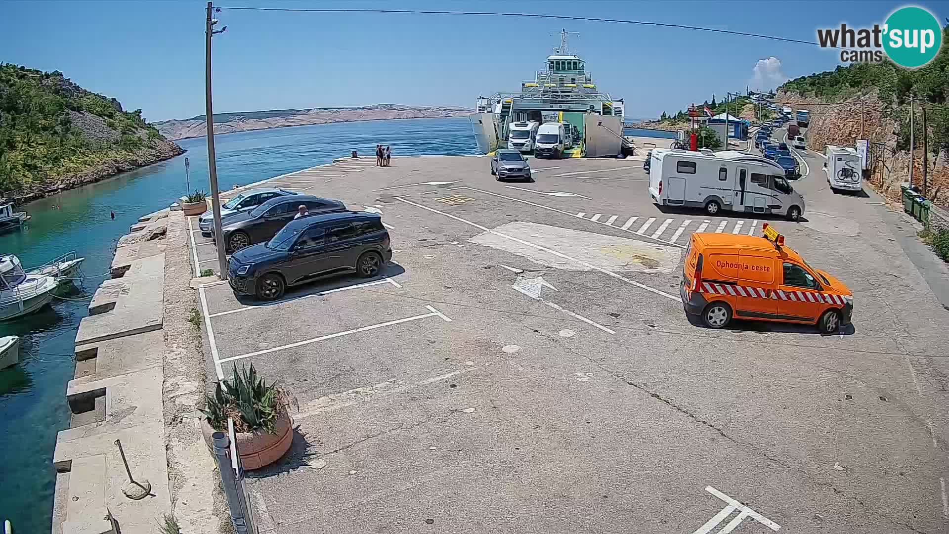 Webcam port de ferry de Prizna – vers l’île de Pag