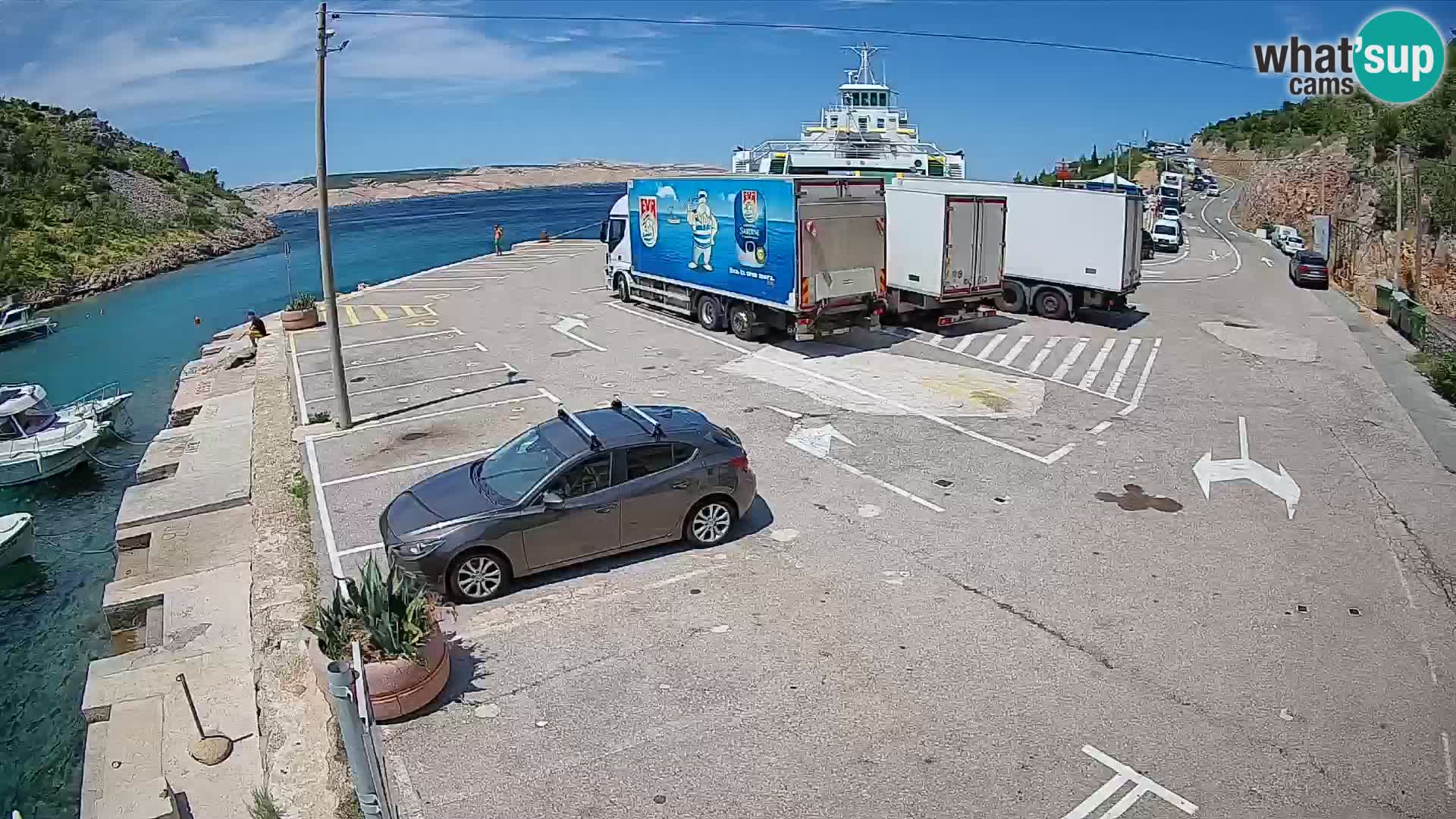 Webcam port de ferry de Prizna – vers l’île de Pag