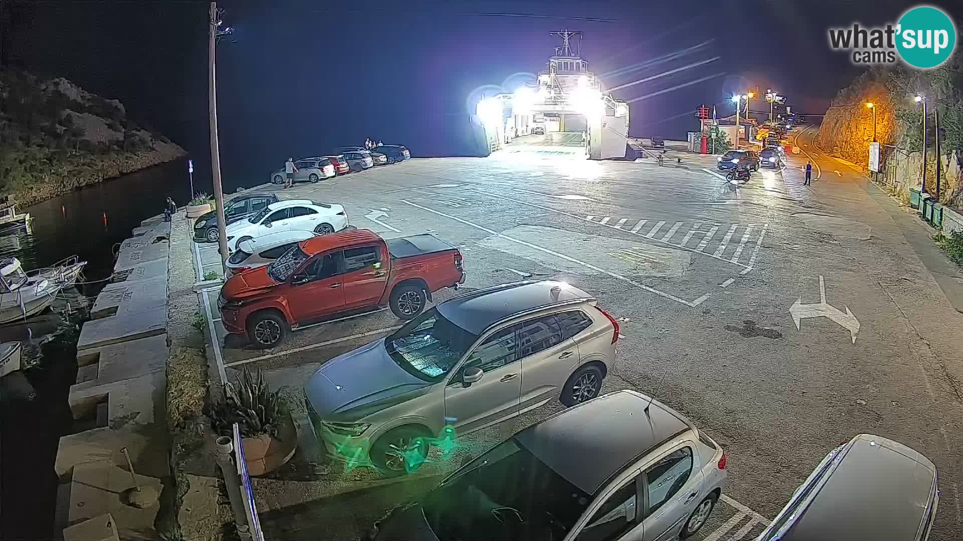Webcam del puerto de ferris de Prizna – hacia la isla de Pag