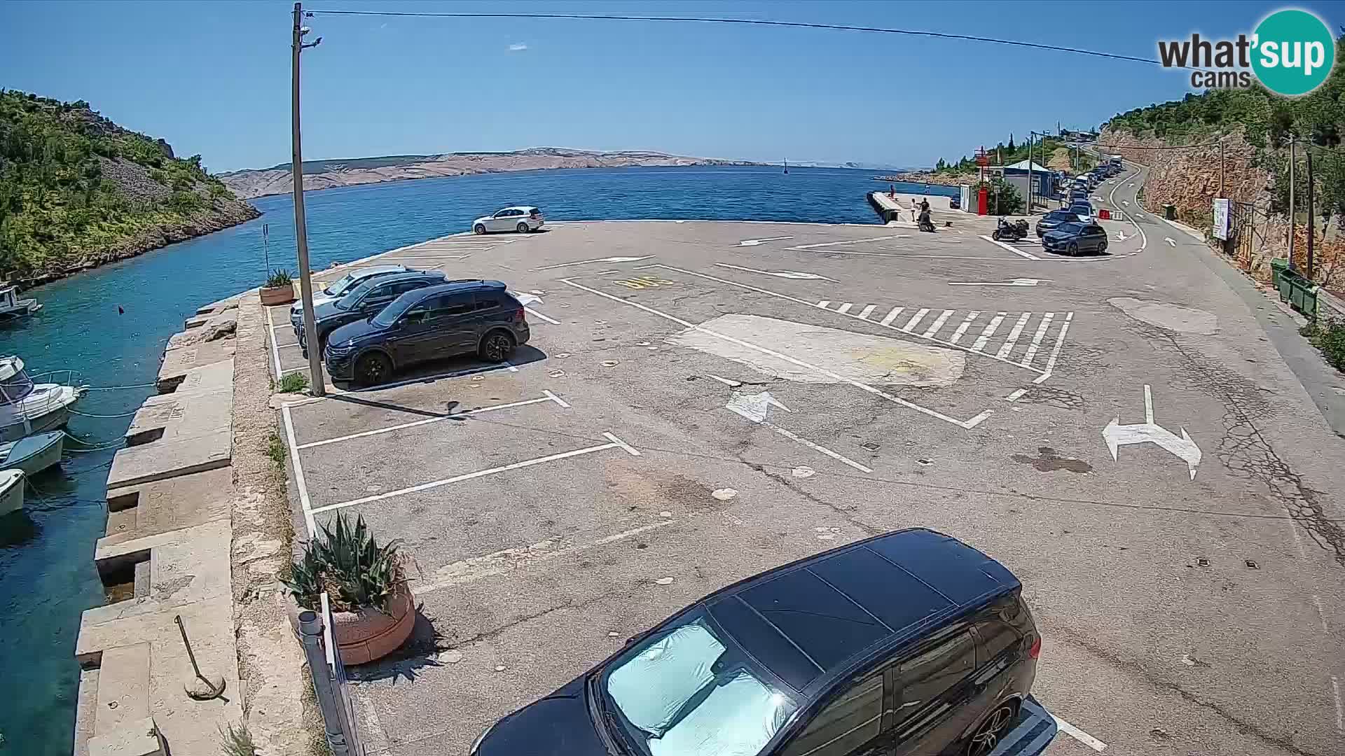 Webcam del puerto de ferris de Prizna – hacia la isla de Pag