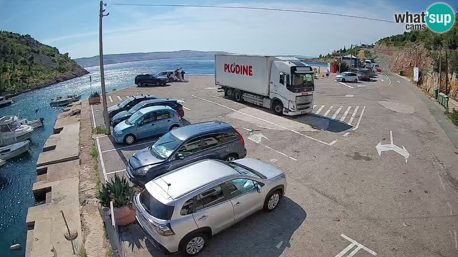 Webcam del puerto de ferris de Prizna – hacia la isla de Pag