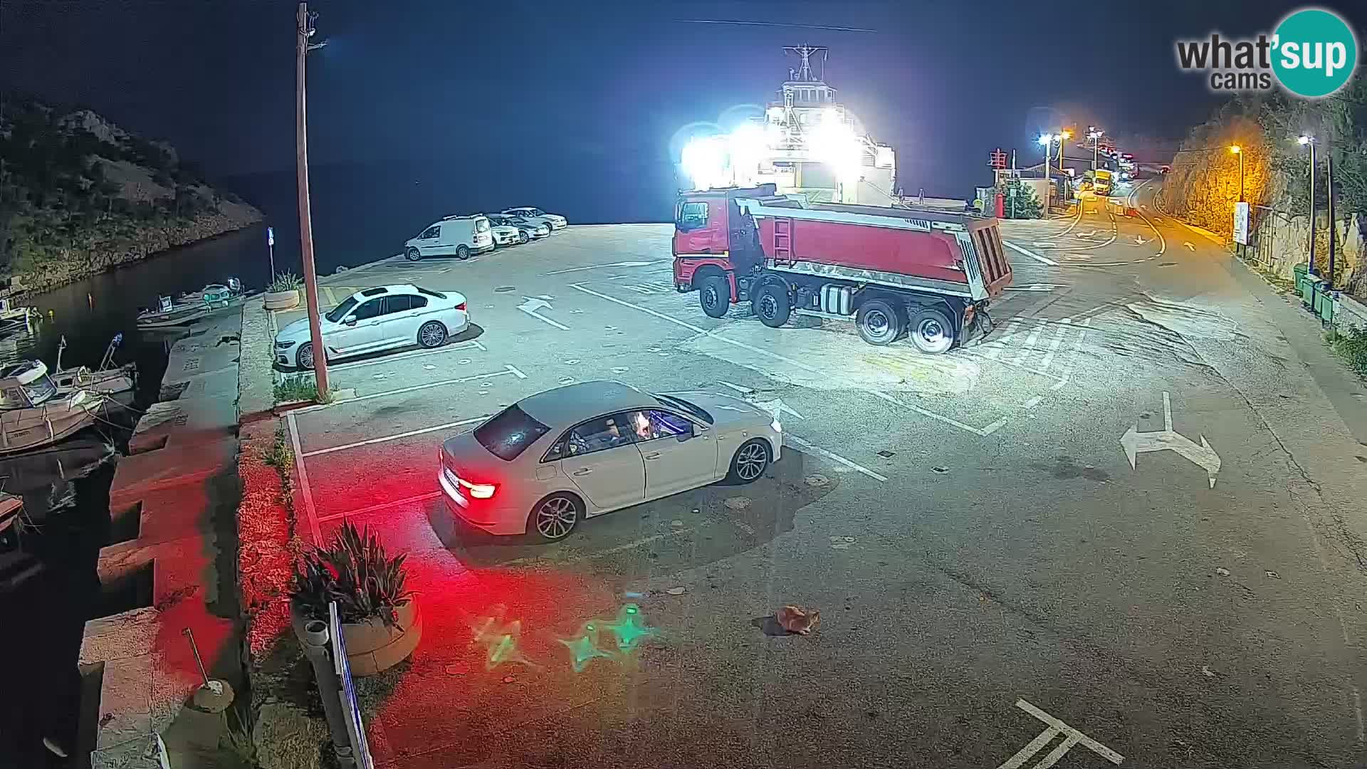 Webcam del puerto de ferris de Prizna – hacia la isla de Pag