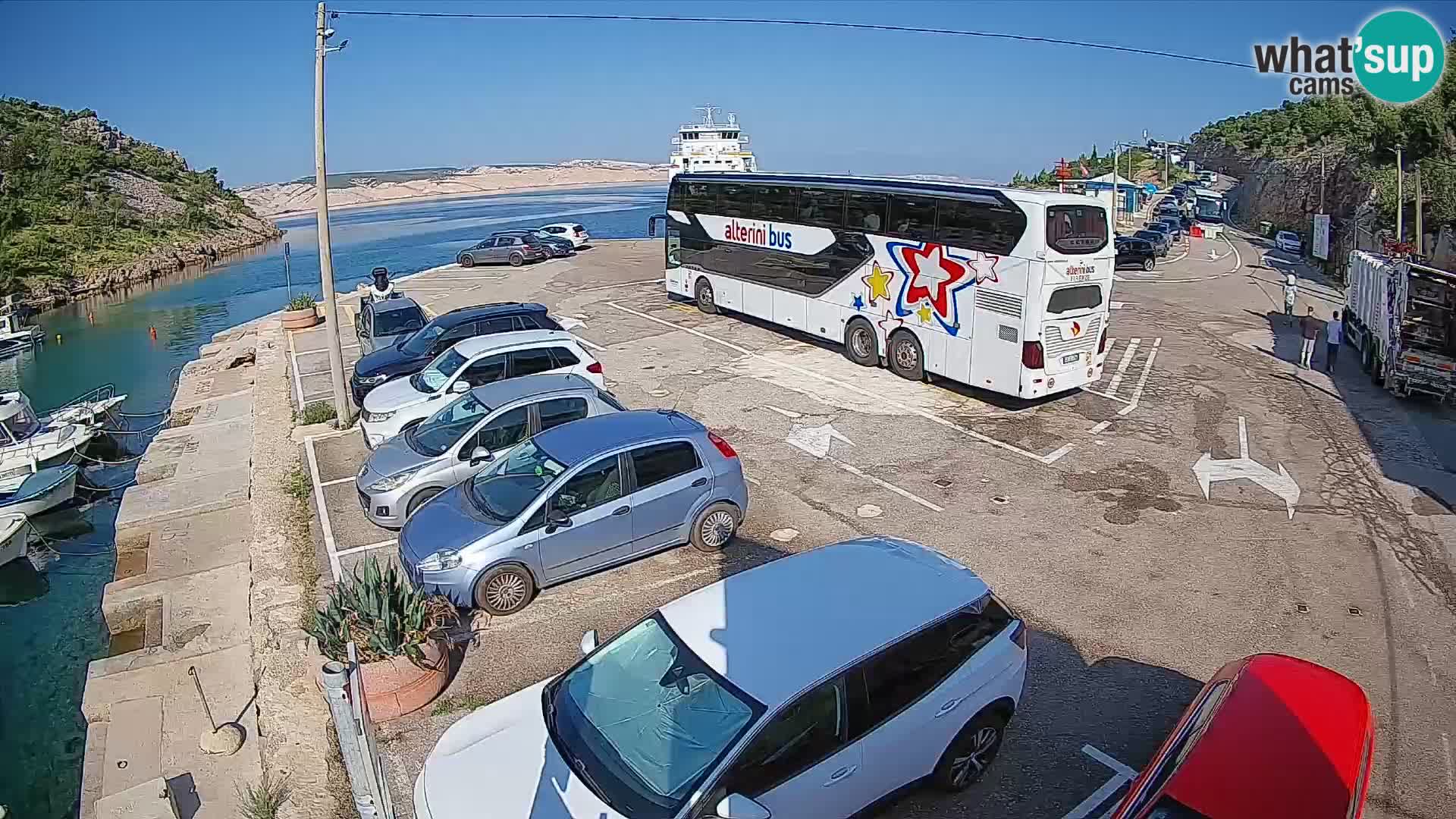 Webcam del puerto de ferris de Prizna – hacia la isla de Pag