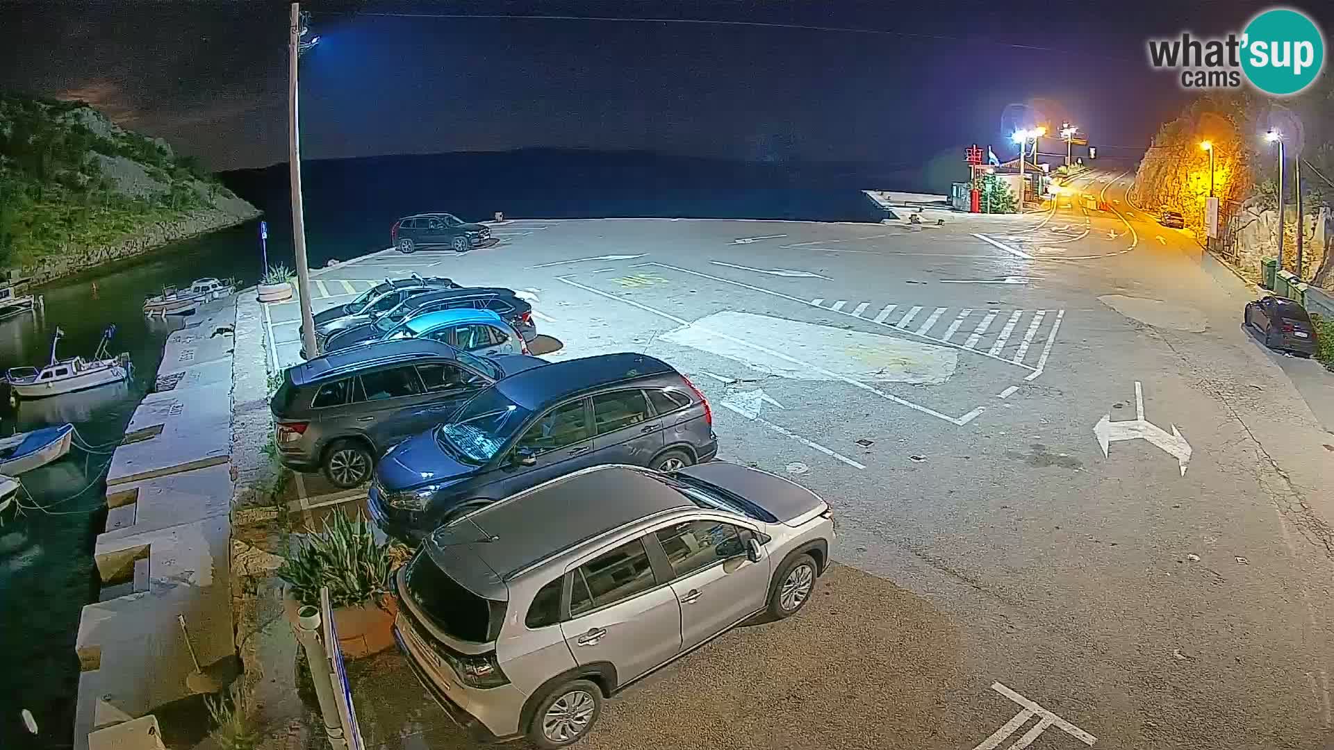 Webcam del puerto de ferris de Prizna – hacia la isla de Pag