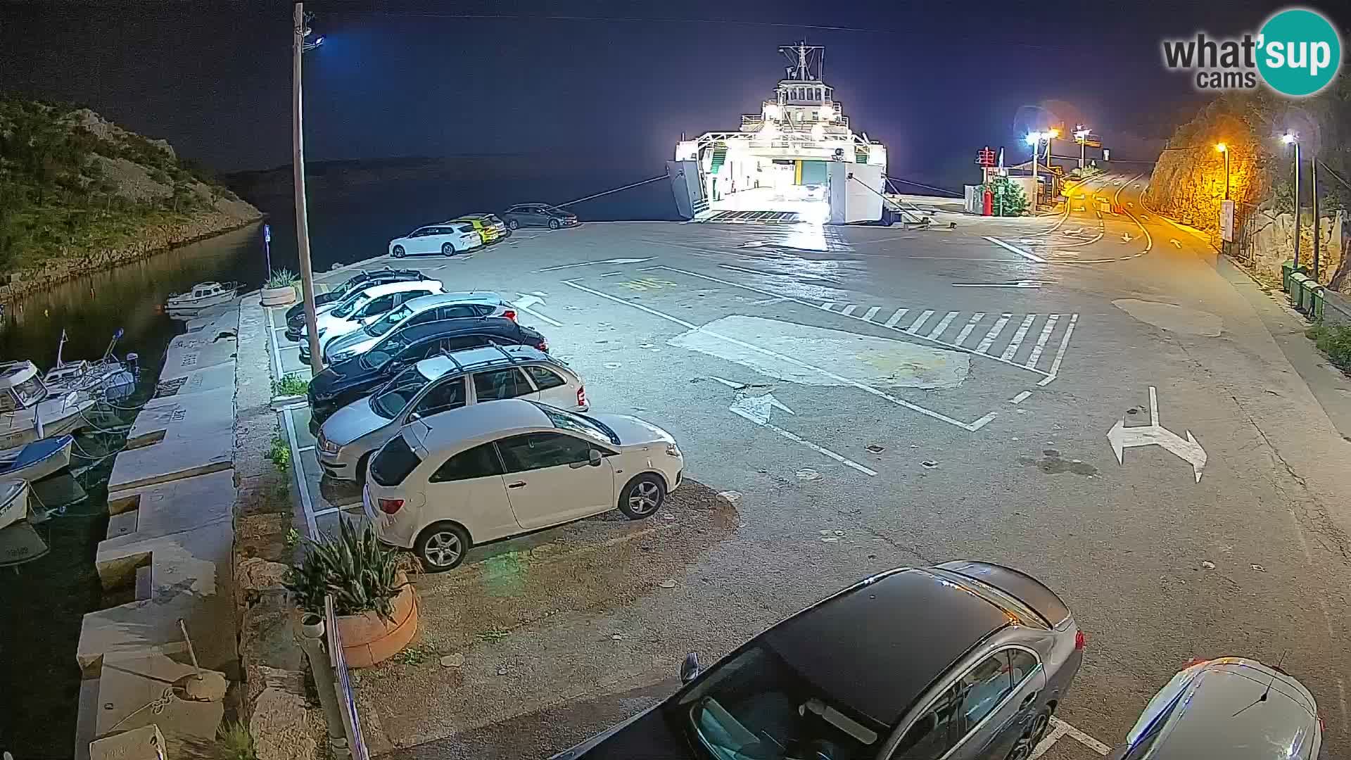 Webcam del puerto de ferris de Prizna – hacia la isla de Pag