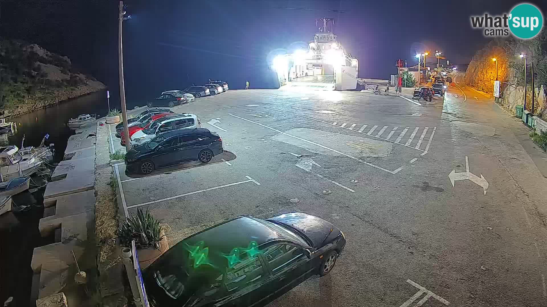 Webcam del puerto de ferris de Prizna – hacia la isla de Pag