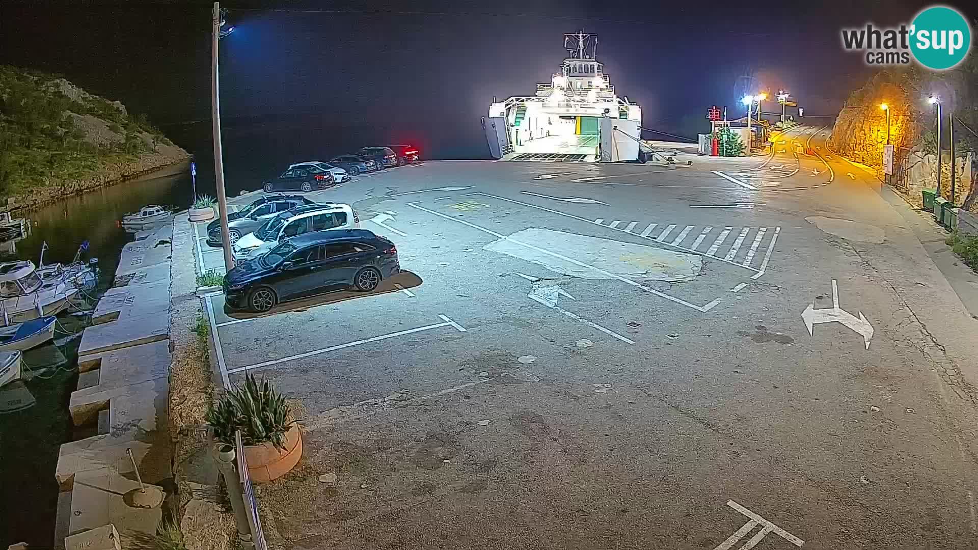 Webcam del puerto de ferris de Prizna – hacia la isla de Pag