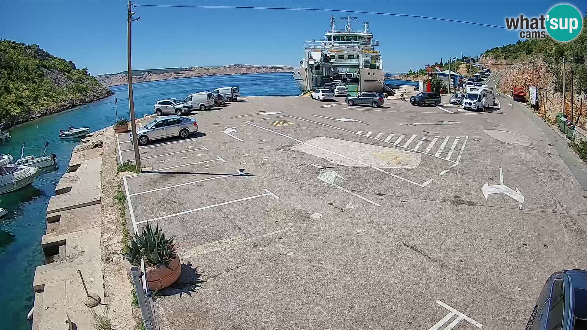 Webcam port de ferry de Prizna – vers l’île de Pag