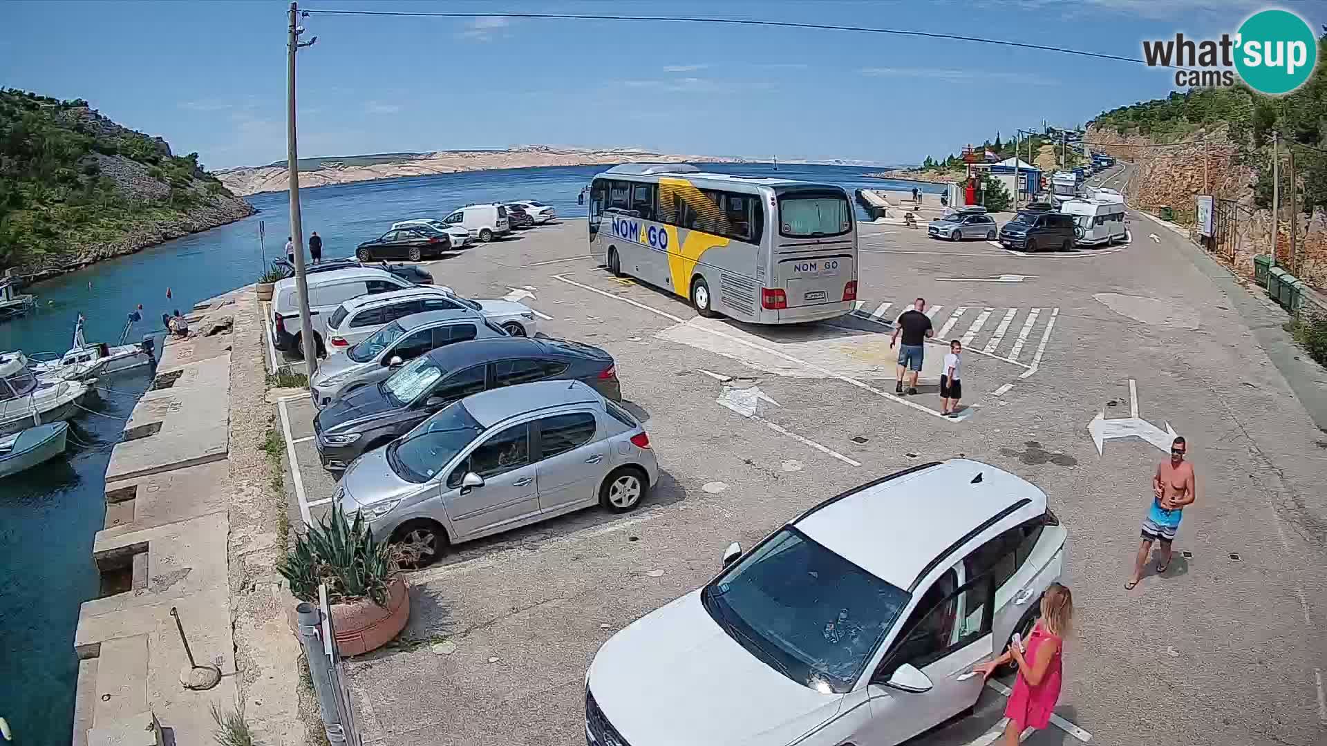 Webcam del puerto de ferris de Prizna – hacia la isla de Pag