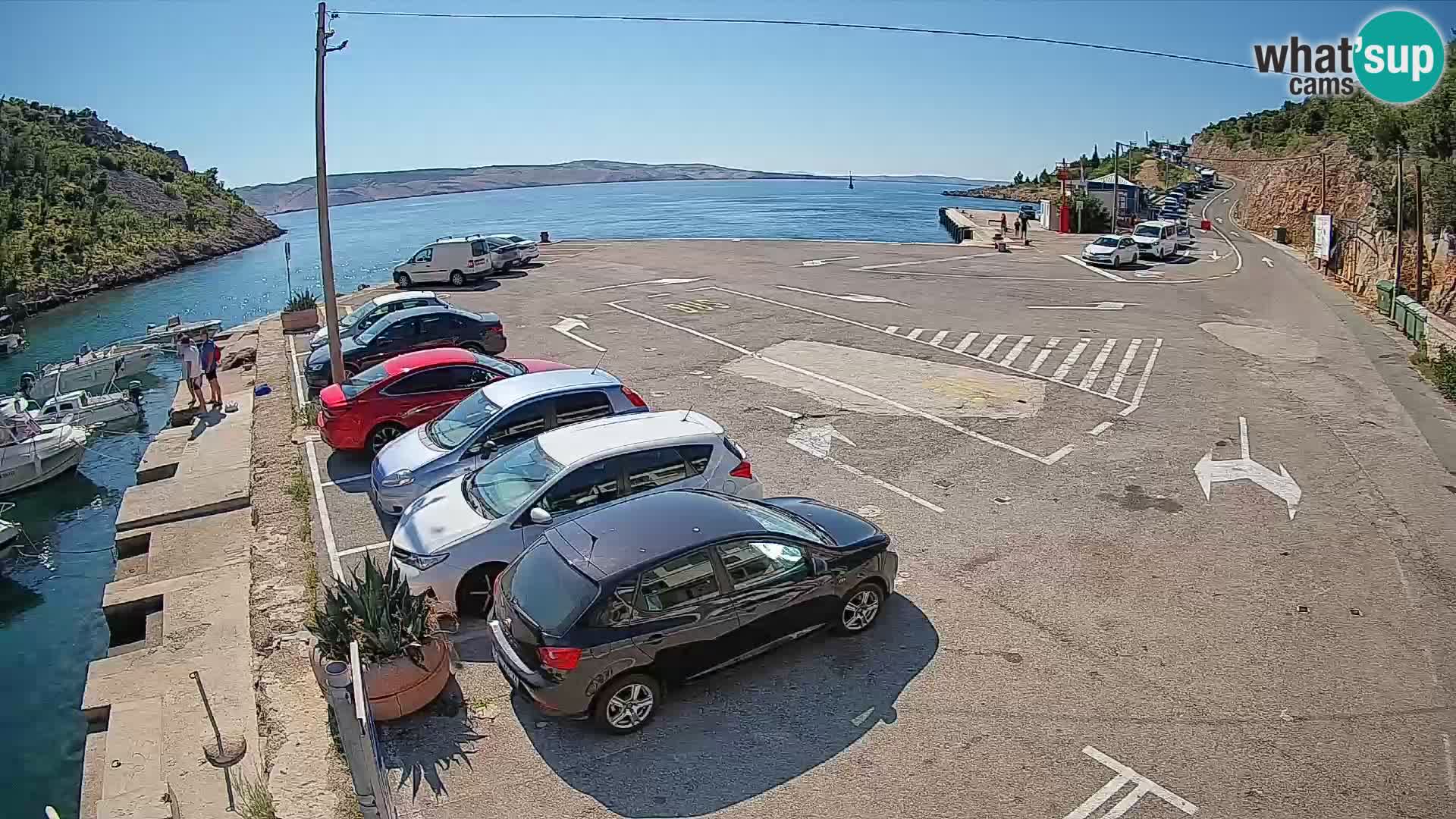 Webcam del puerto de ferris de Prizna – hacia la isla de Pag