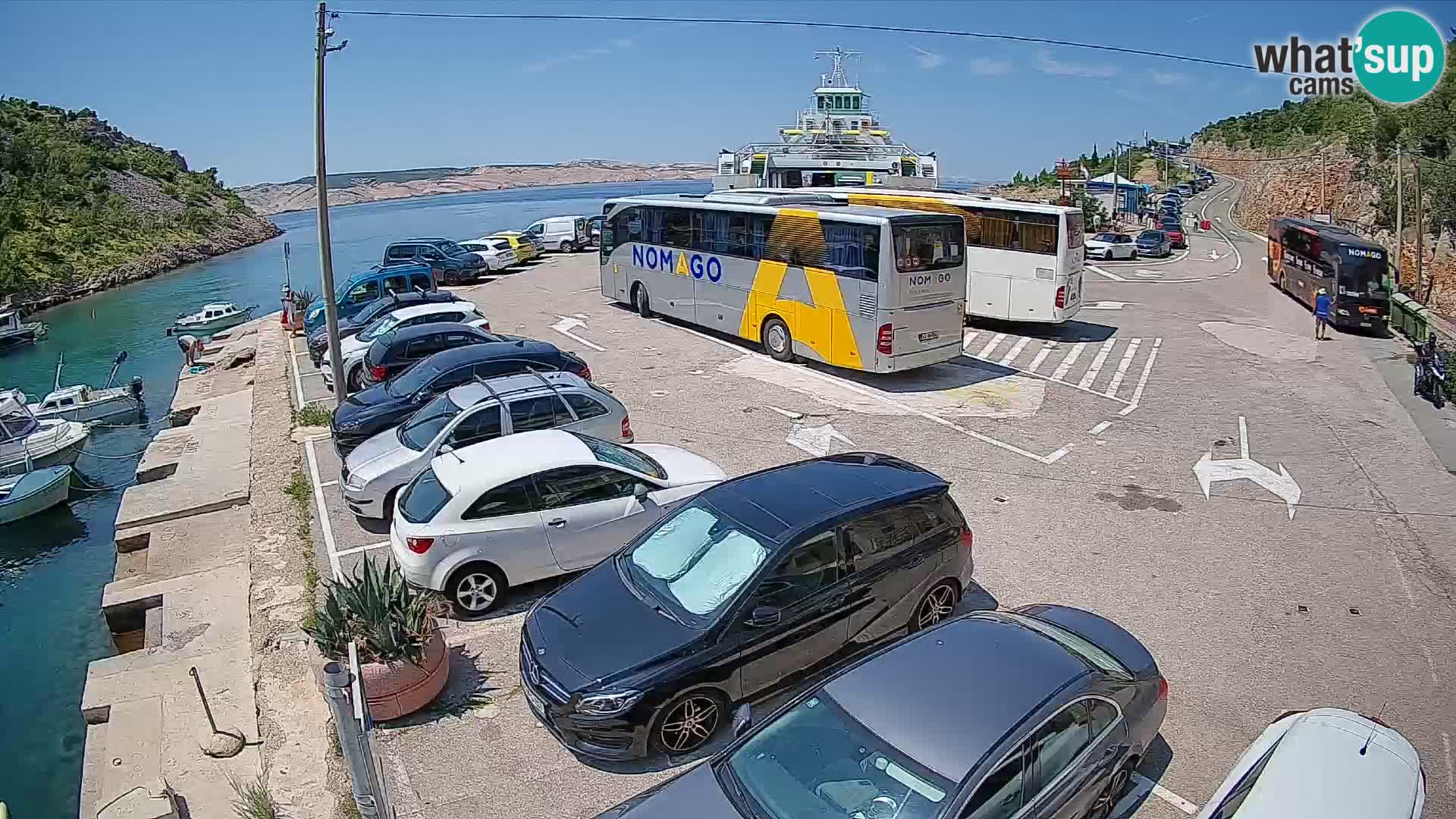 Web kamera trajektna luka Prizna – prema otoku Pag