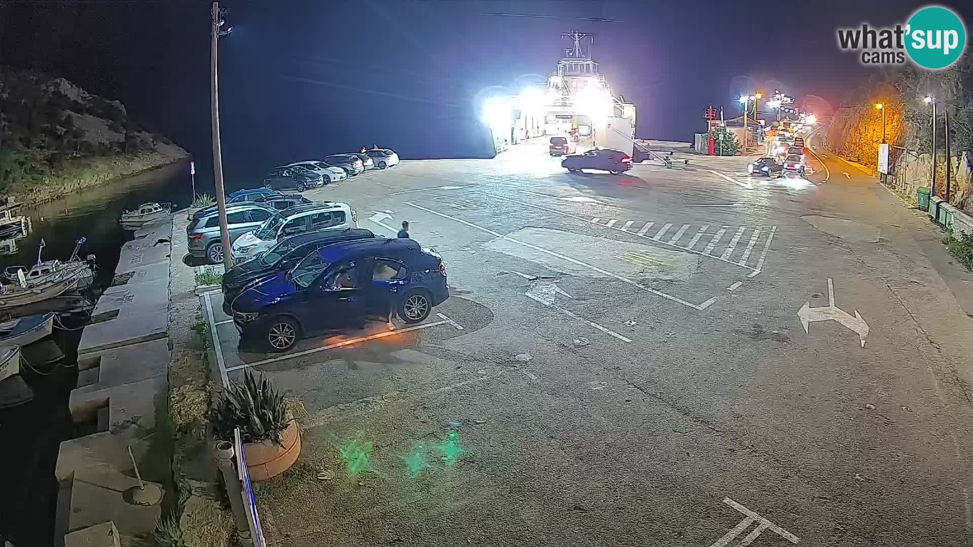 Webcam del puerto de ferris de Prizna – hacia la isla de Pag