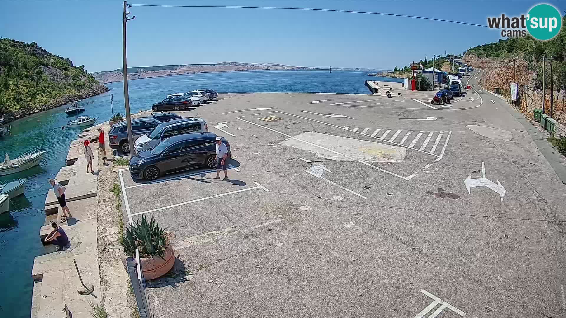 Webcam del puerto de ferris de Prizna – hacia la isla de Pag