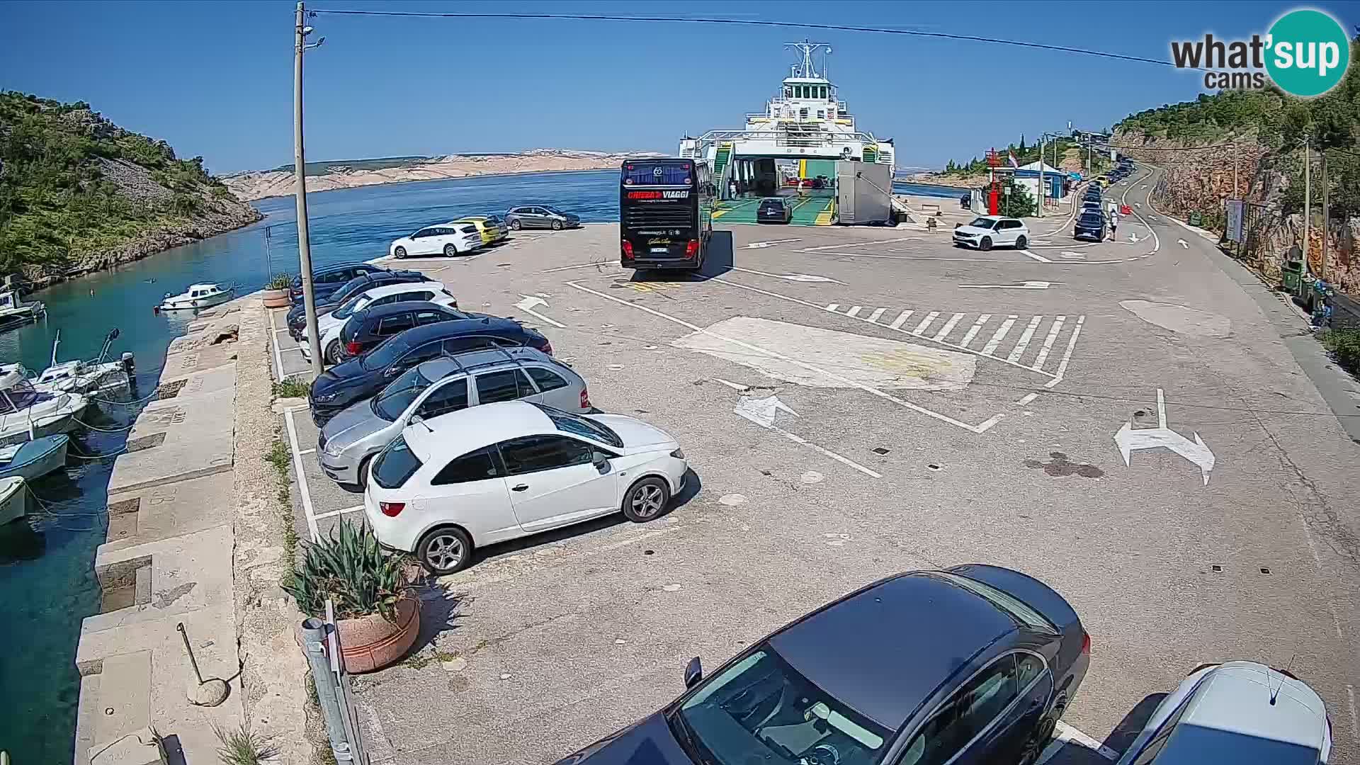 Webcam port de ferry de Prizna – vers l’île de Pag