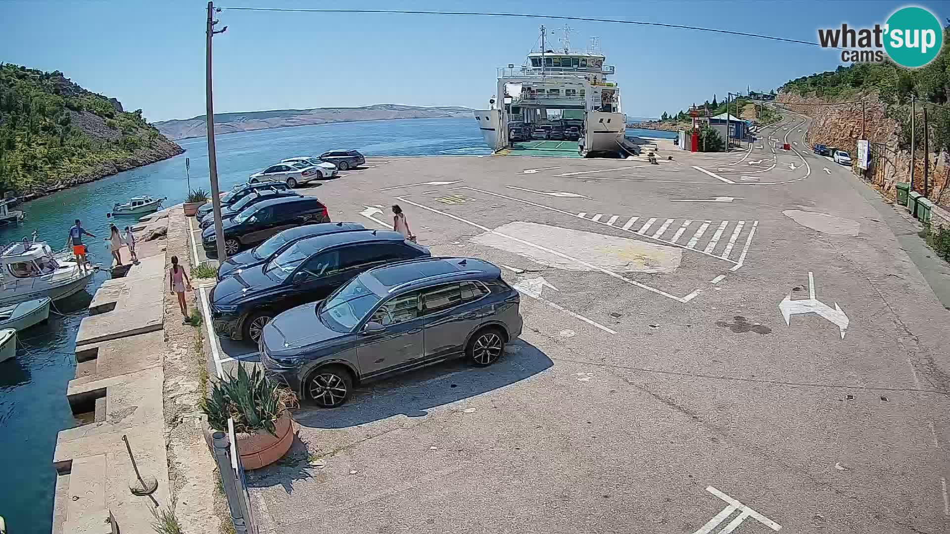 Webcam del puerto de ferris de Prizna – hacia la isla de Pag
