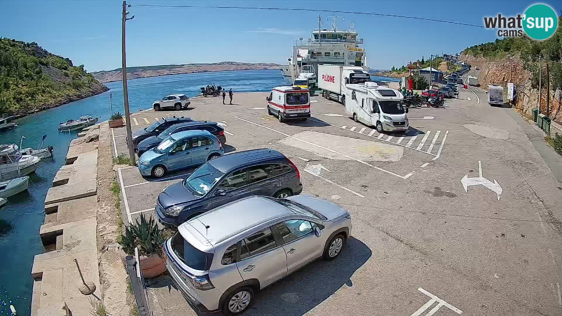 Webcam port de ferry de Prizna – vers l’île de Pag
