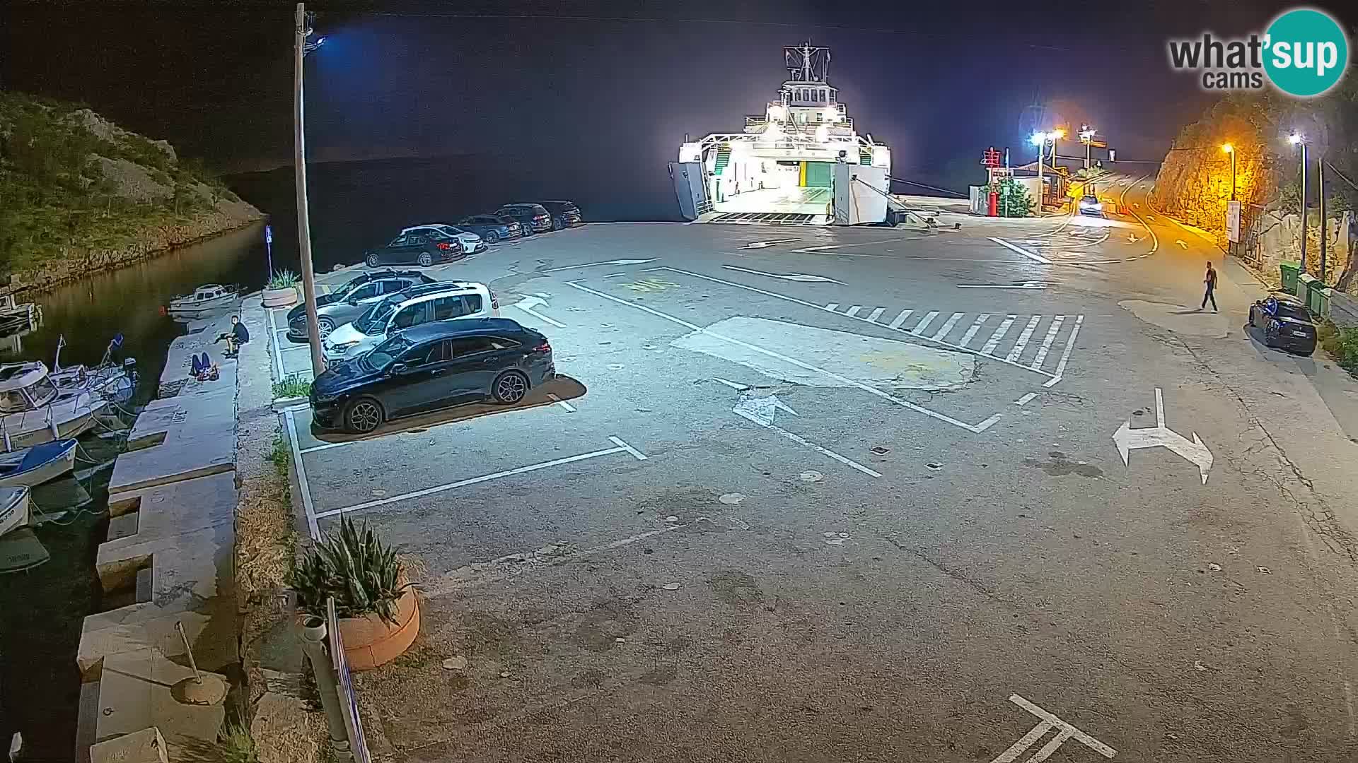 Webcam del puerto de ferris de Prizna – hacia la isla de Pag