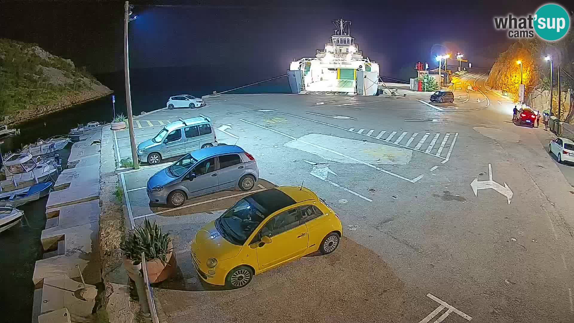 Webcam del puerto de ferris de Prizna – hacia la isla de Pag