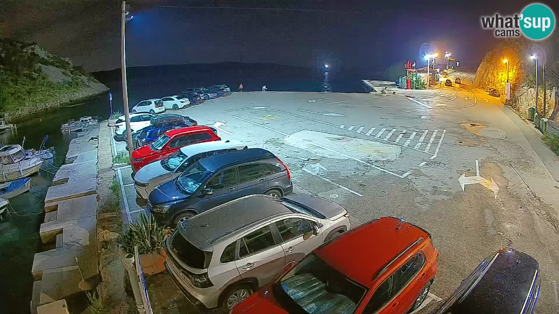 Spletna kamera trajektno pristanišče Prizna – proti otoku Pag