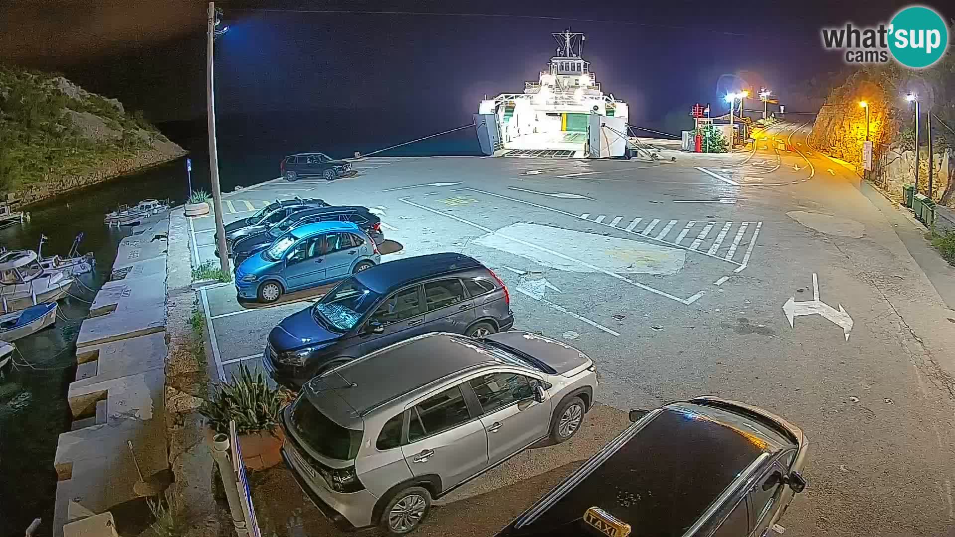 Webcam del puerto de ferris de Prizna – hacia la isla de Pag