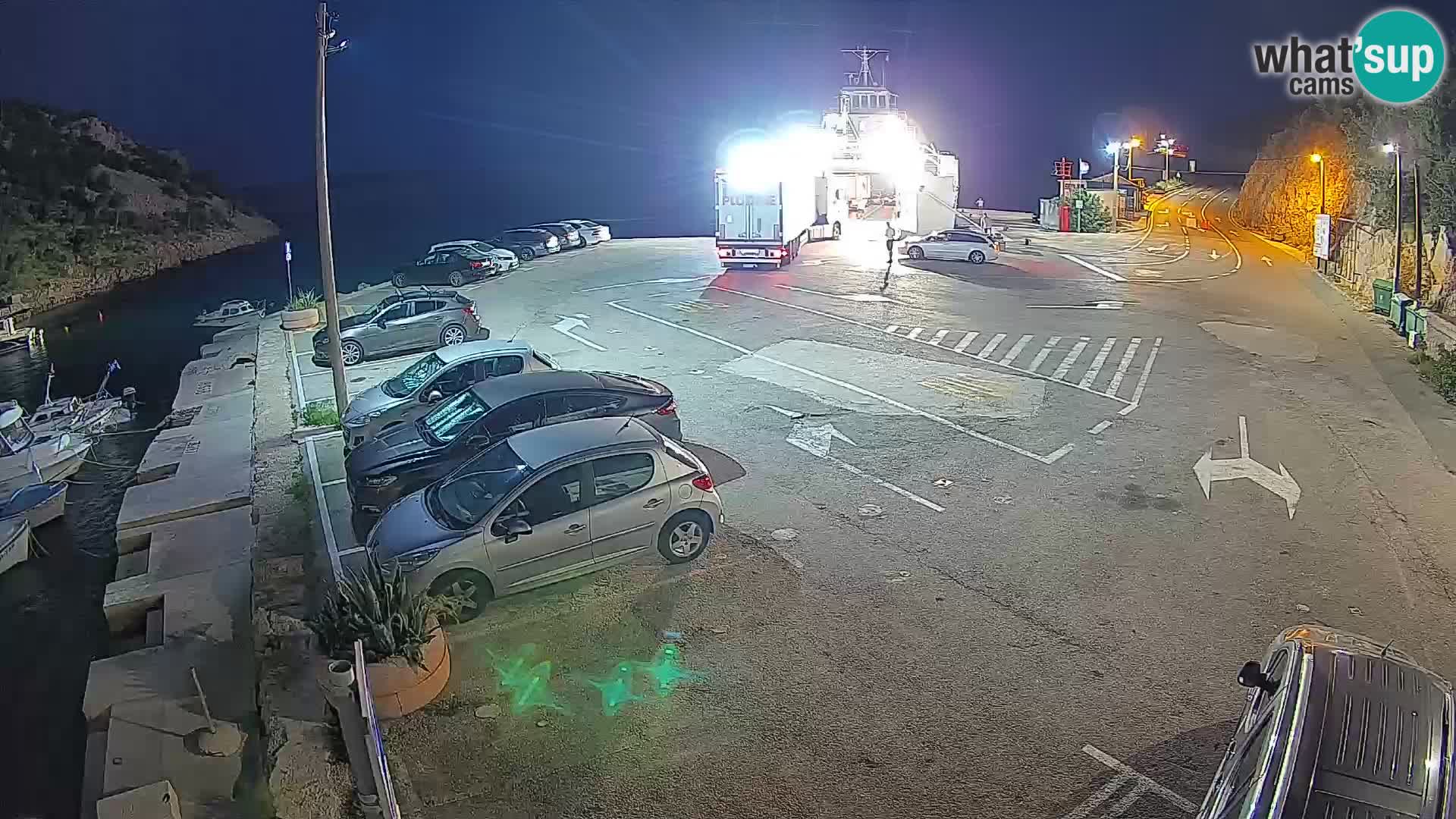 Webcam del puerto de ferris de Prizna – hacia la isla de Pag