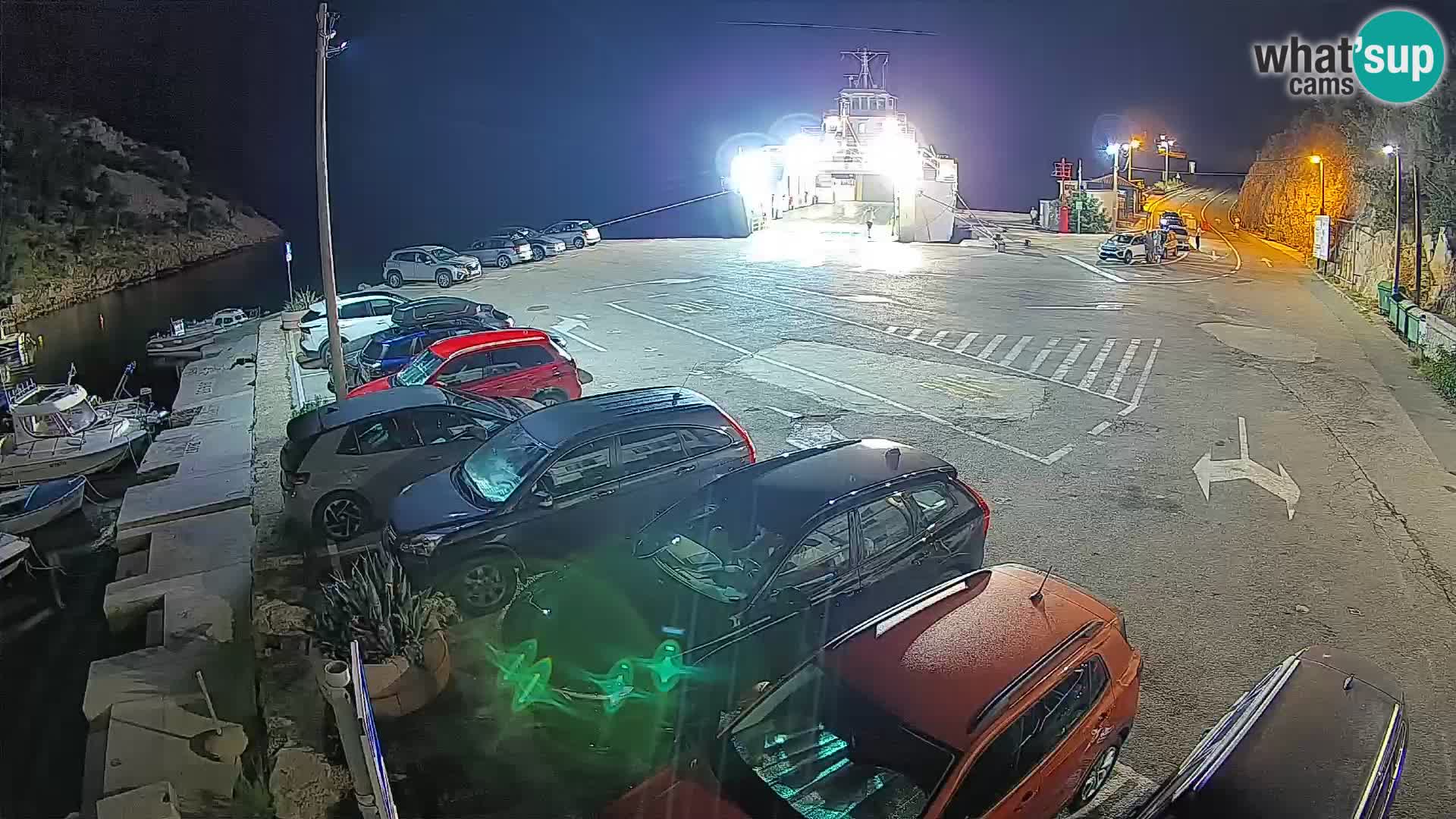 Webcam del puerto de ferris de Prizna – hacia la isla de Pag