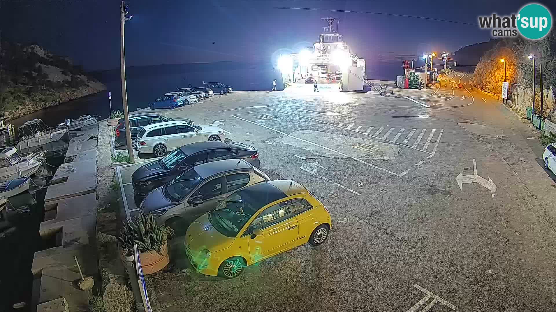 Webcam del puerto de ferris de Prizna – hacia la isla de Pag