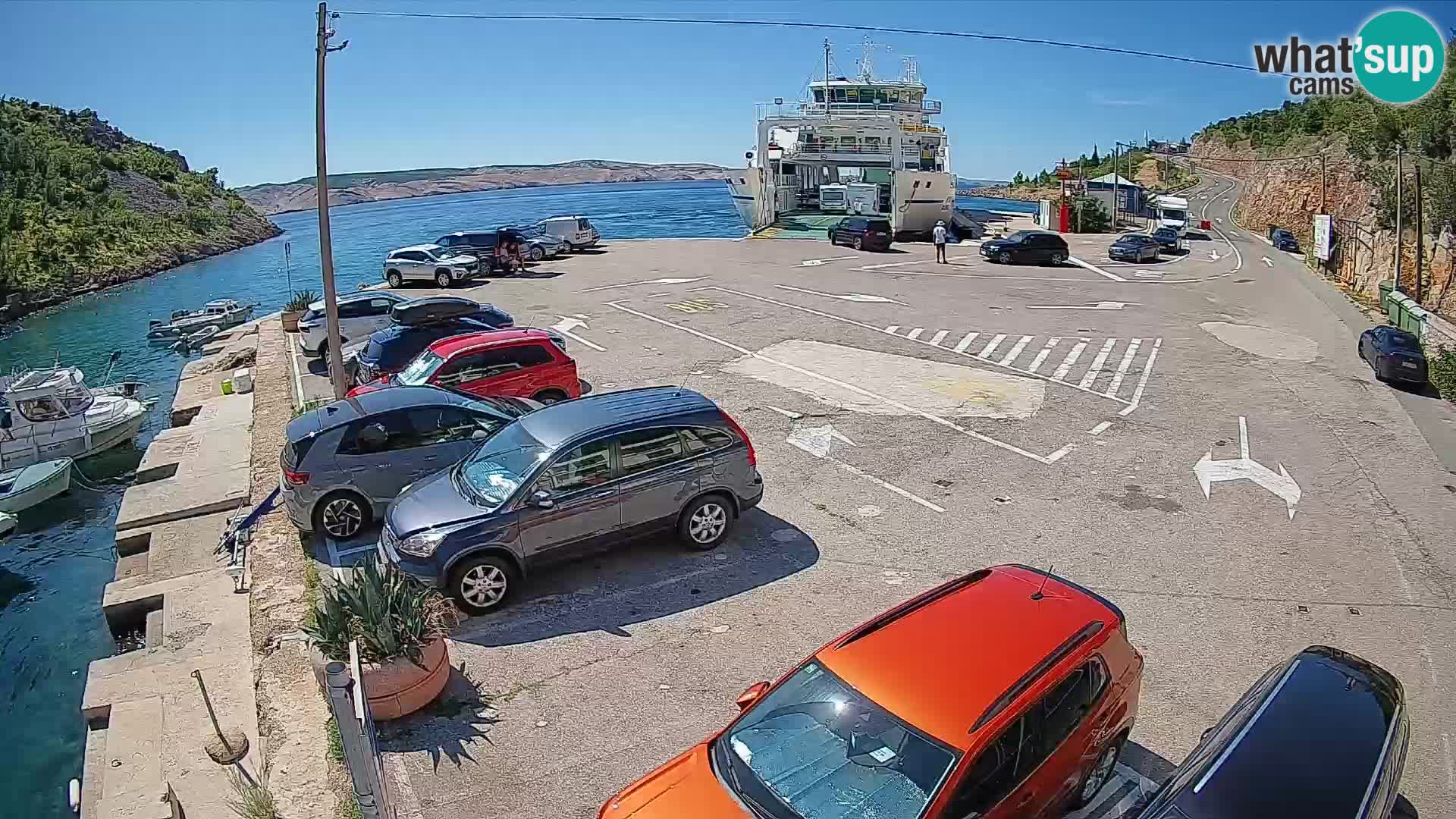 Webcam port de ferry de Prizna – vers l’île de Pag