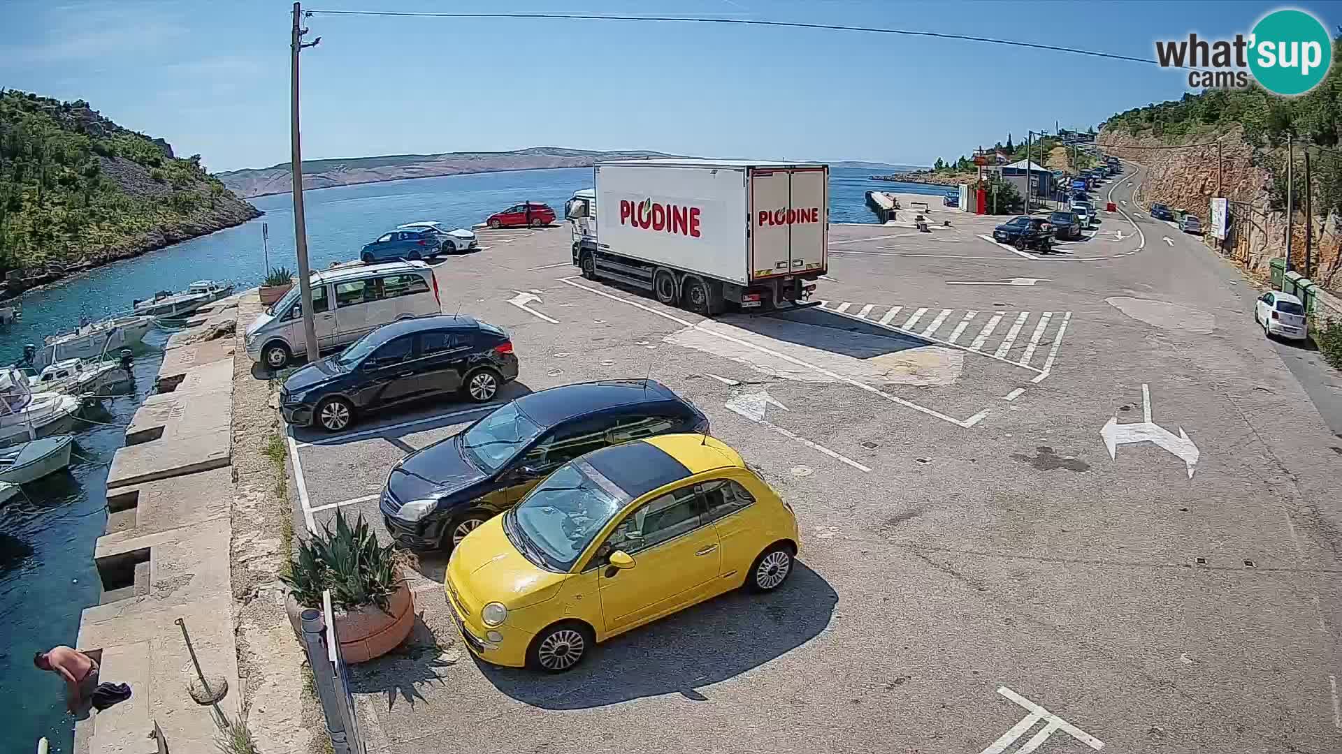 Webcam del puerto de ferris de Prizna – hacia la isla de Pag
