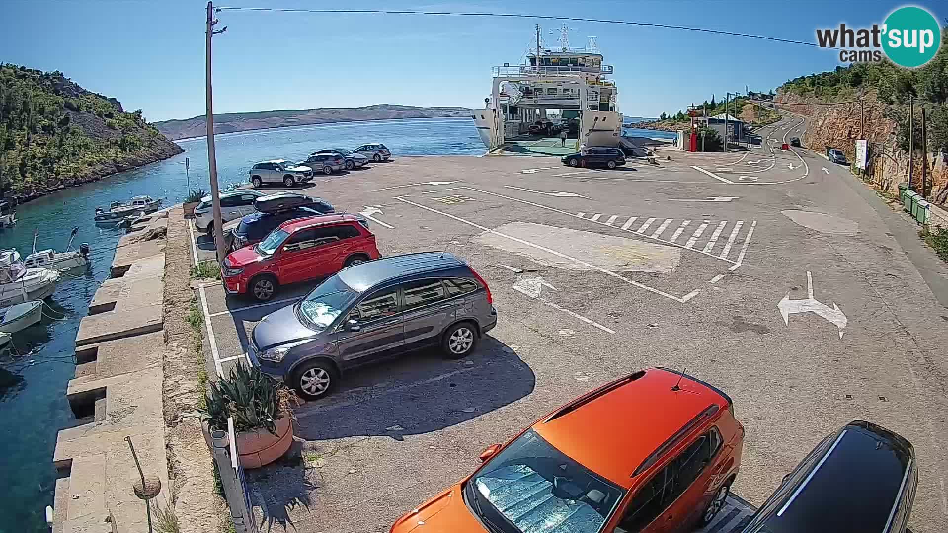 Webcam port de ferry de Prizna – vers l’île de Pag