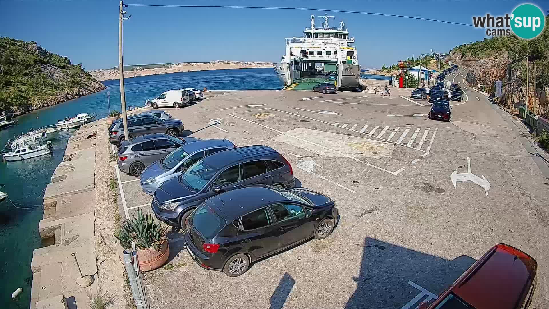 Web kamera trajektna luka Prizna – prema otoku Pag