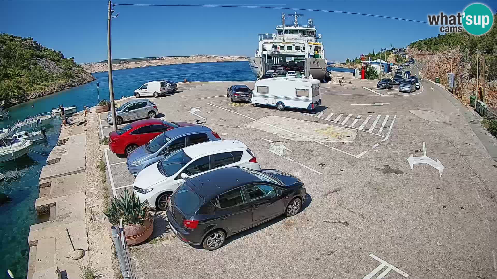 Webcam port de ferry de Prizna – vers l’île de Pag