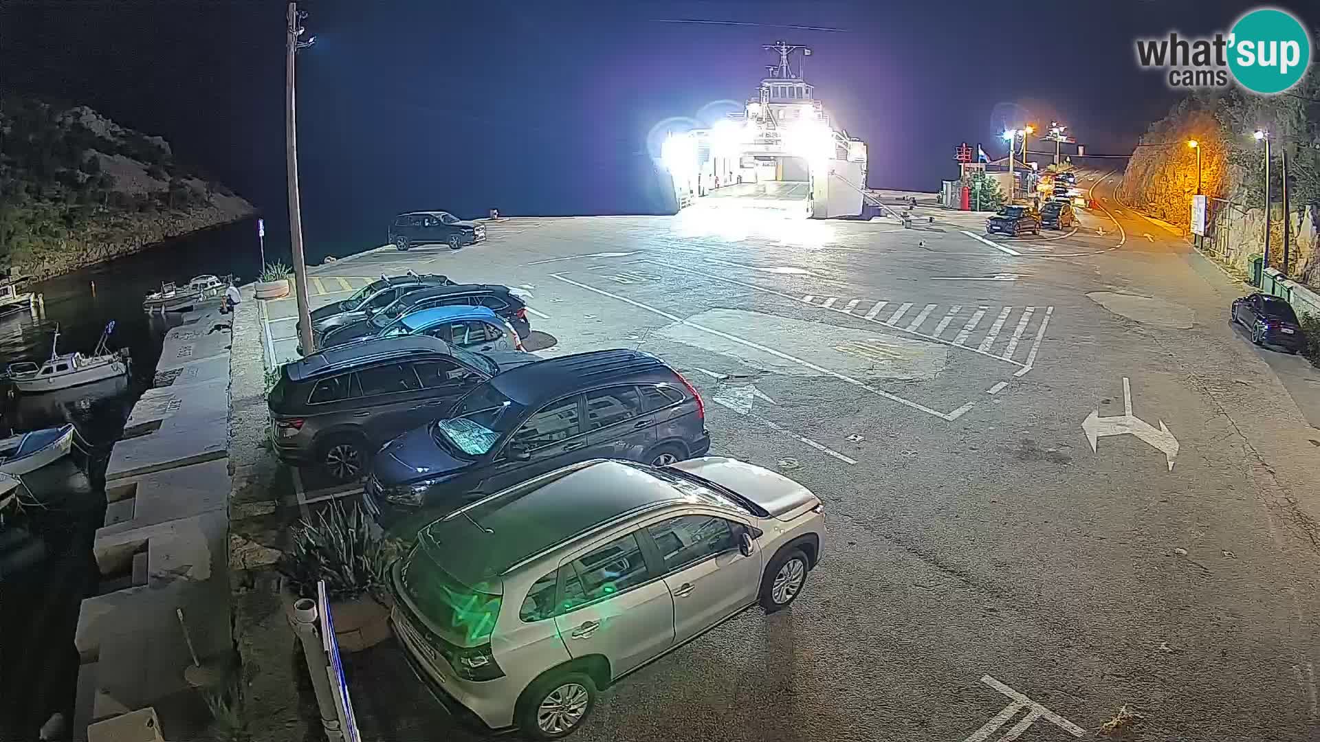 Webcam del puerto de ferris de Prizna – hacia la isla de Pag