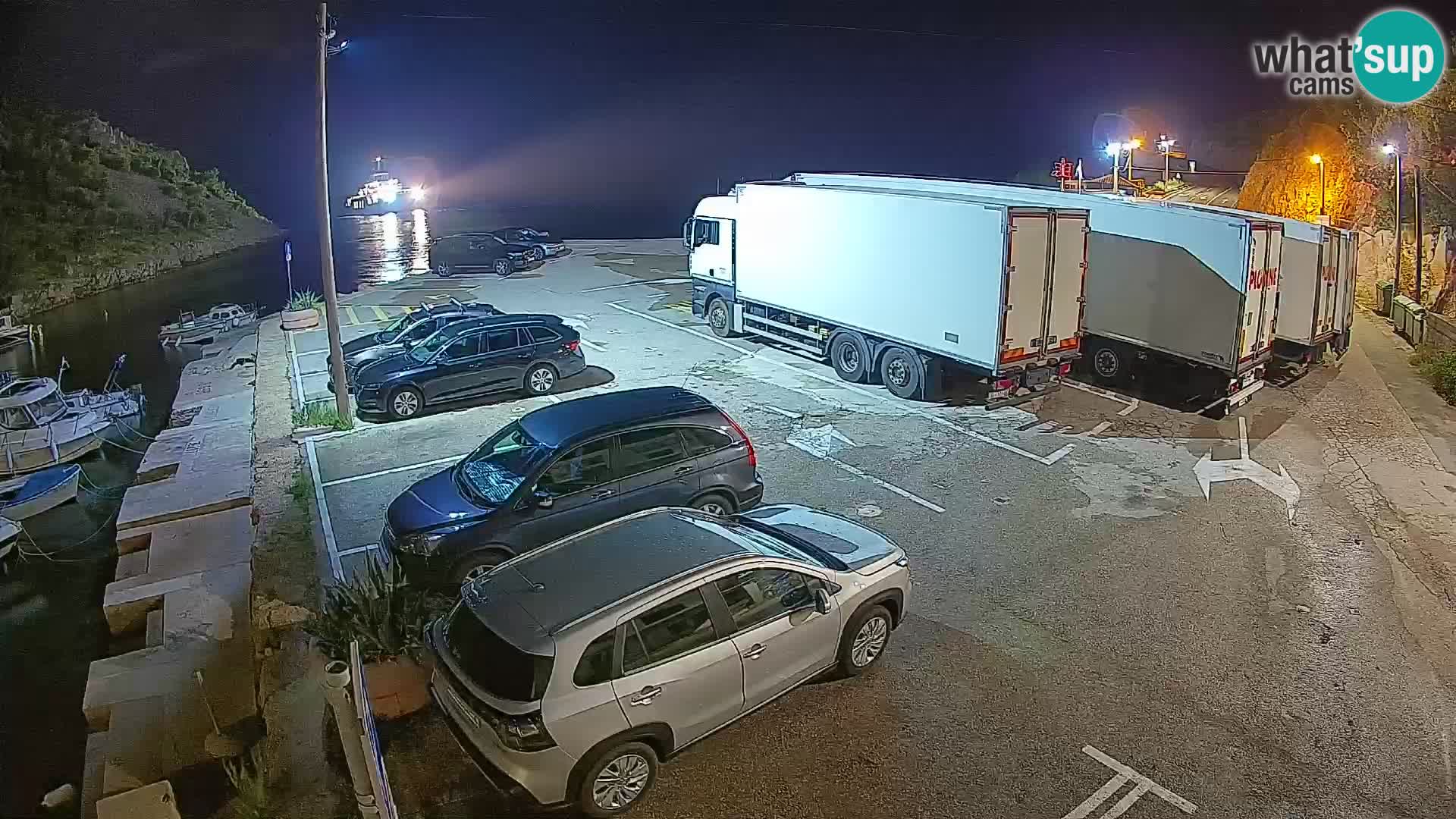 Webcam del puerto de ferris de Prizna – hacia la isla de Pag