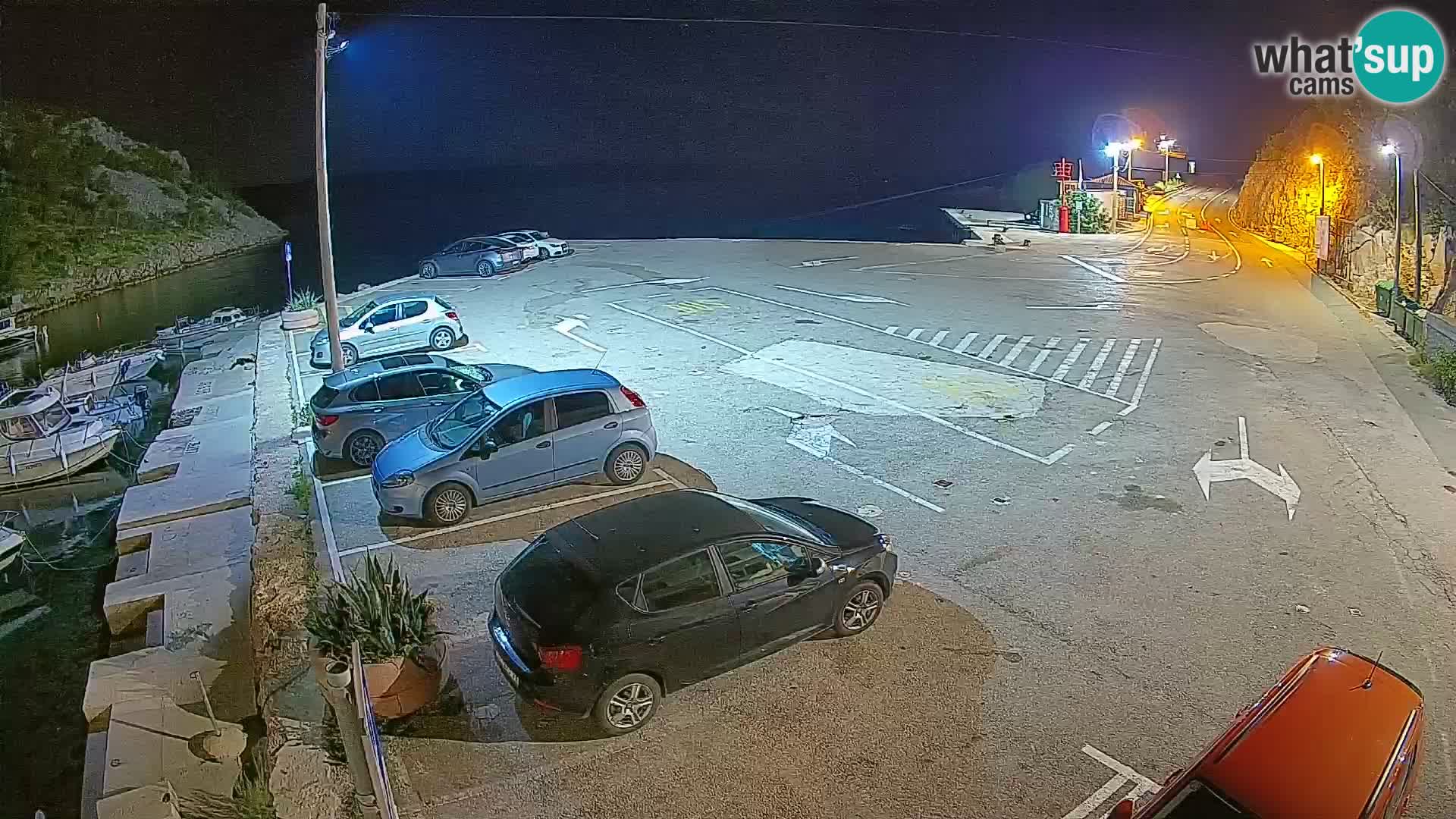 Webcam del puerto de ferris de Prizna – hacia la isla de Pag