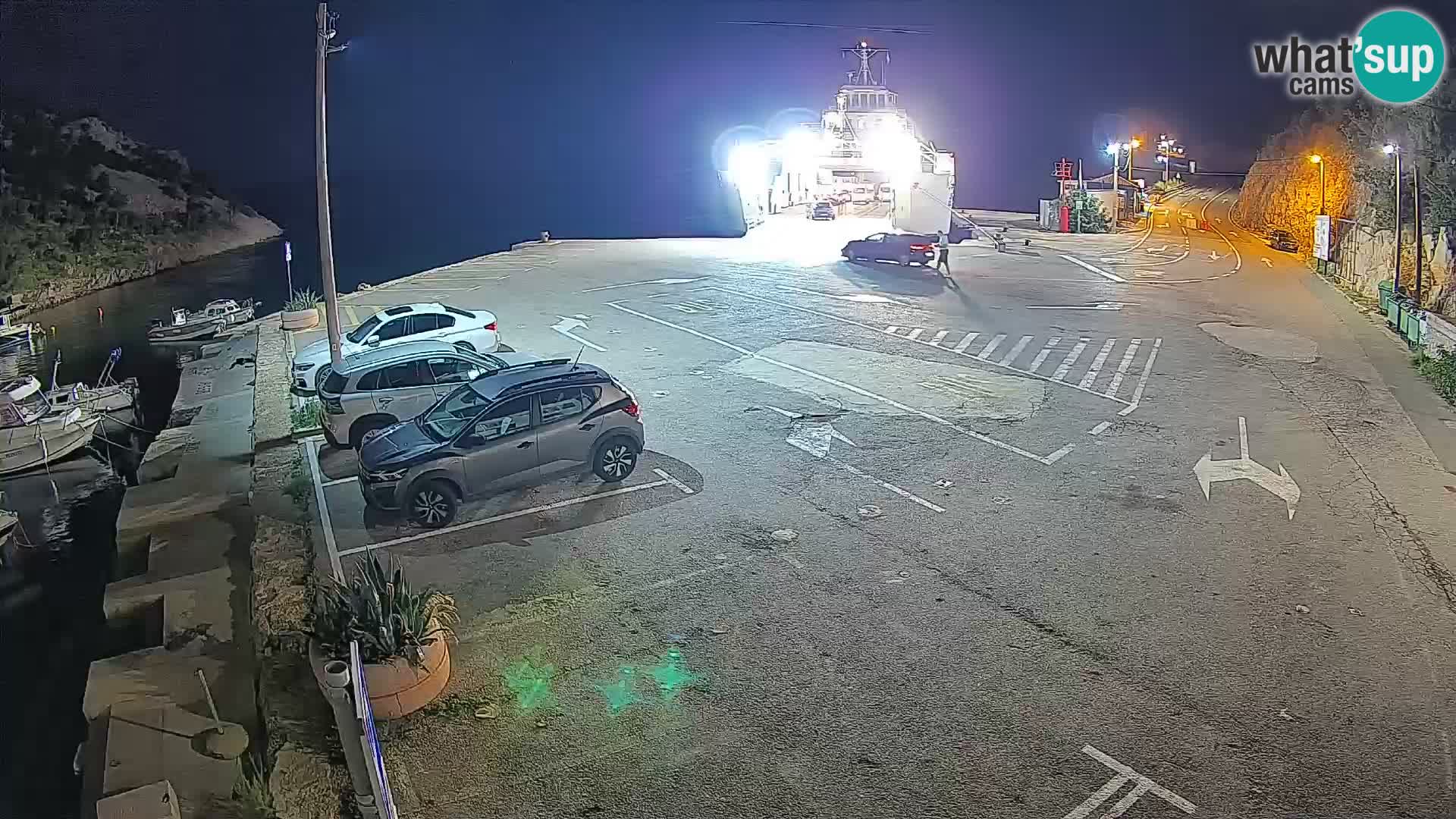 Webcam del puerto de ferris de Prizna – hacia la isla de Pag