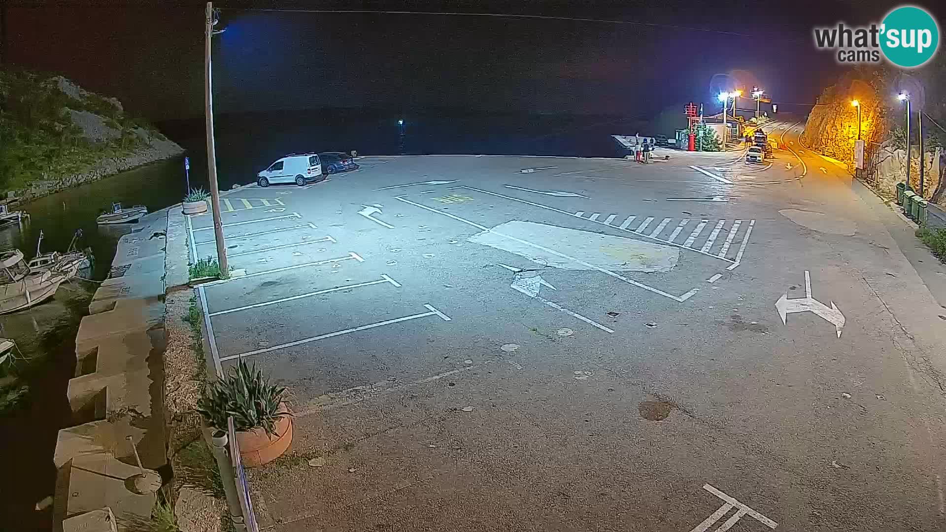 Webcam del puerto de ferris de Prizna – hacia la isla de Pag