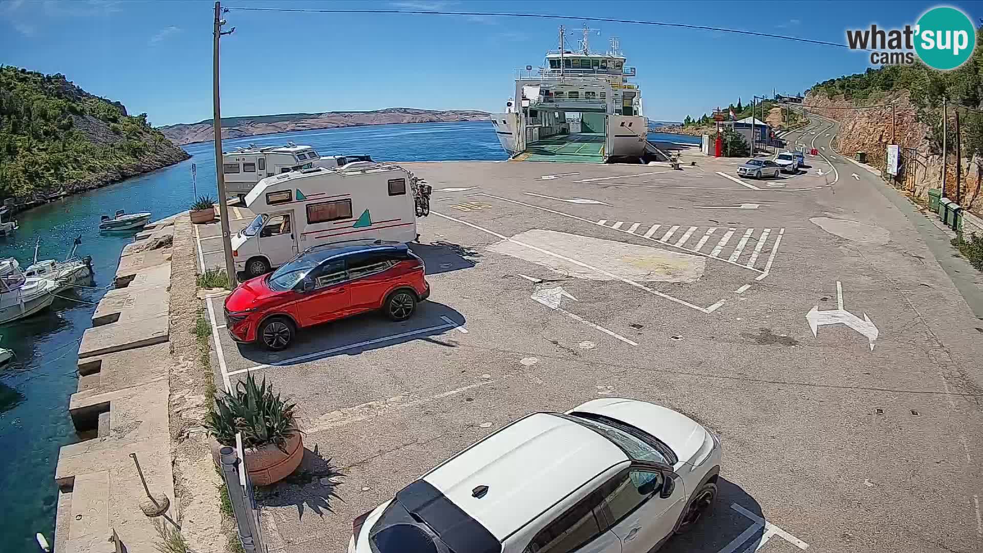 Webcam port de ferry de Prizna – vers l’île de Pag