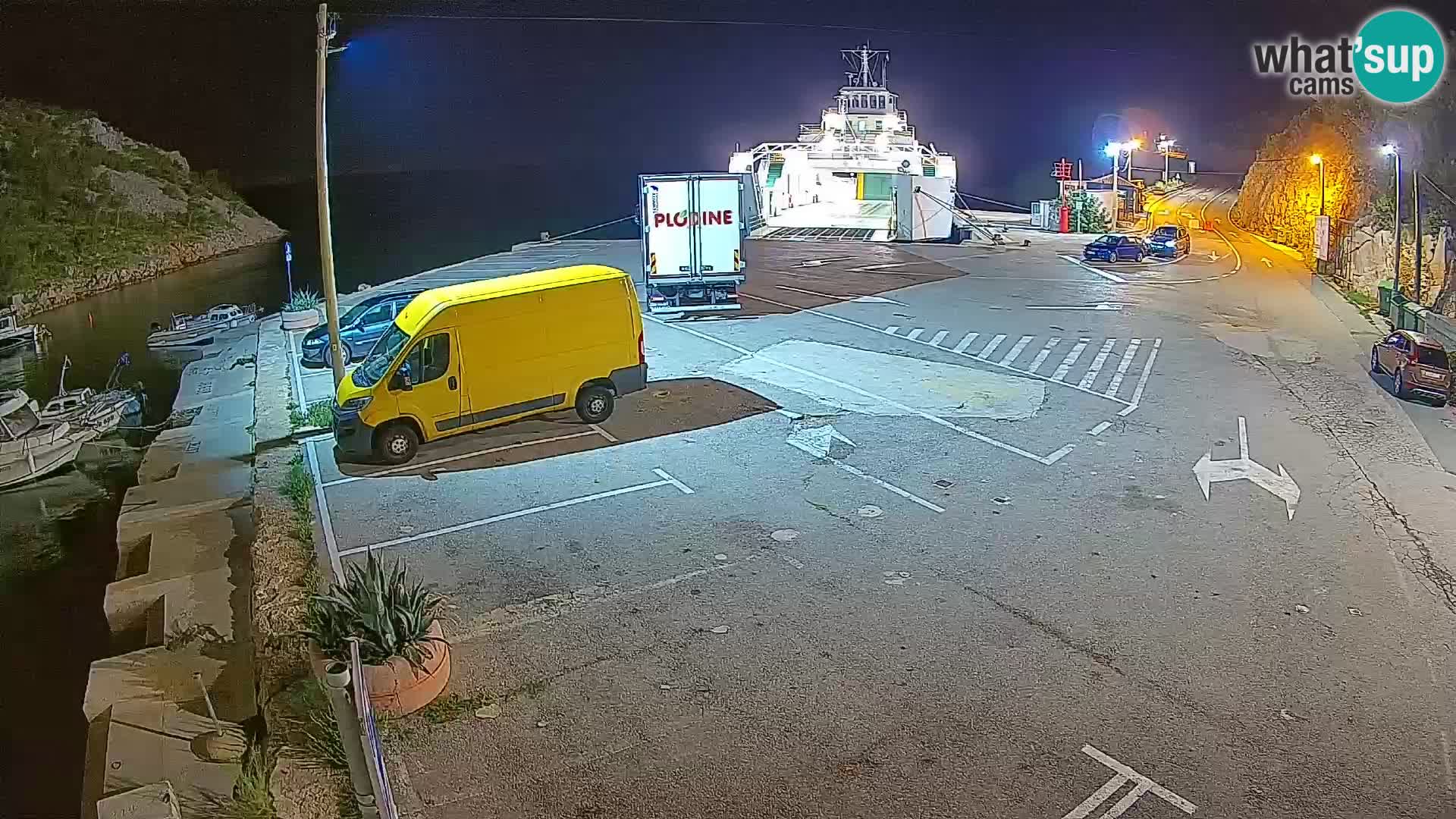 Webcam del puerto de ferris de Prizna – hacia la isla de Pag