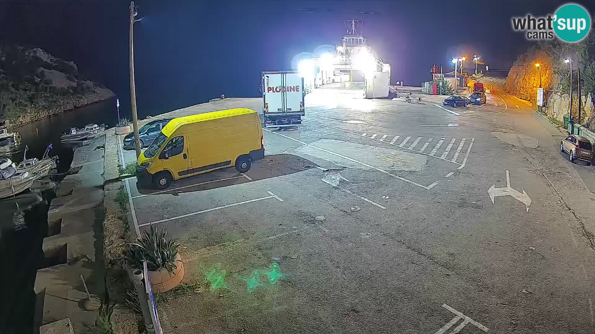 Webcam del puerto de ferris de Prizna – hacia la isla de Pag