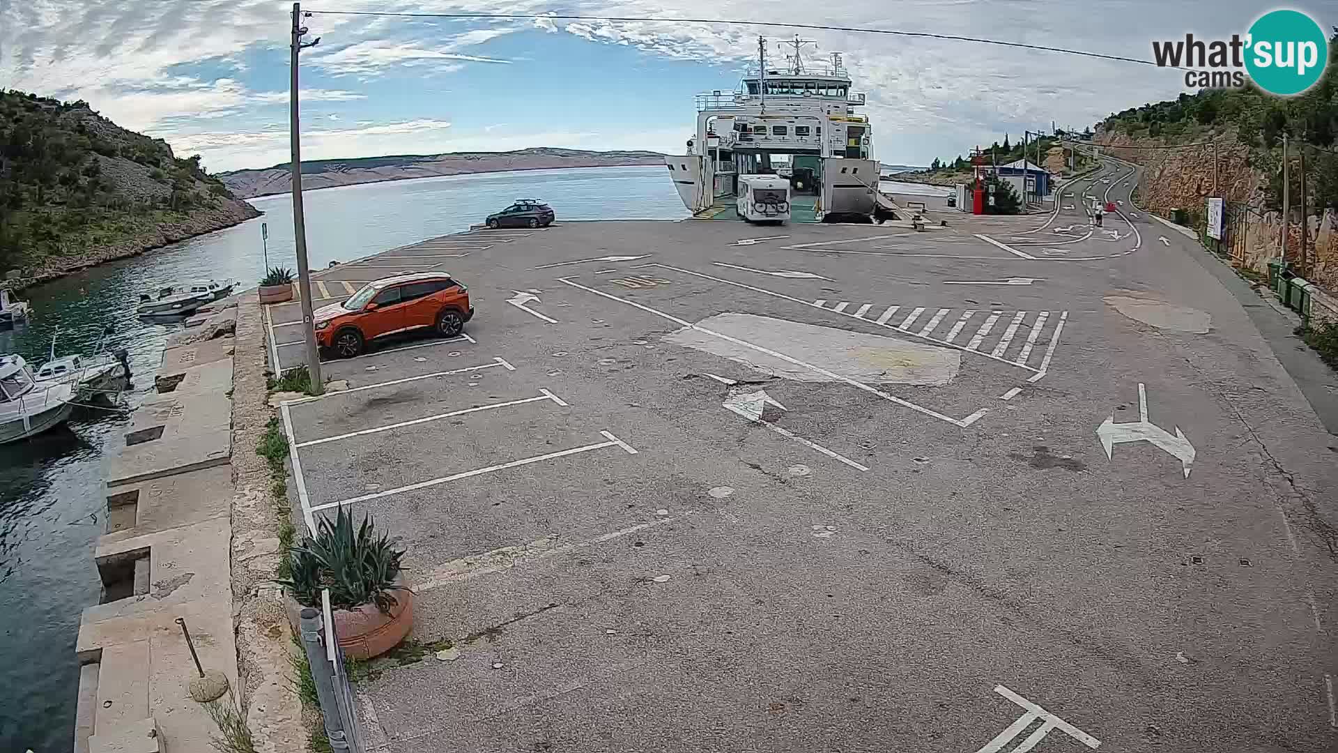 Webcam port de ferry de Prizna – vers l’île de Pag