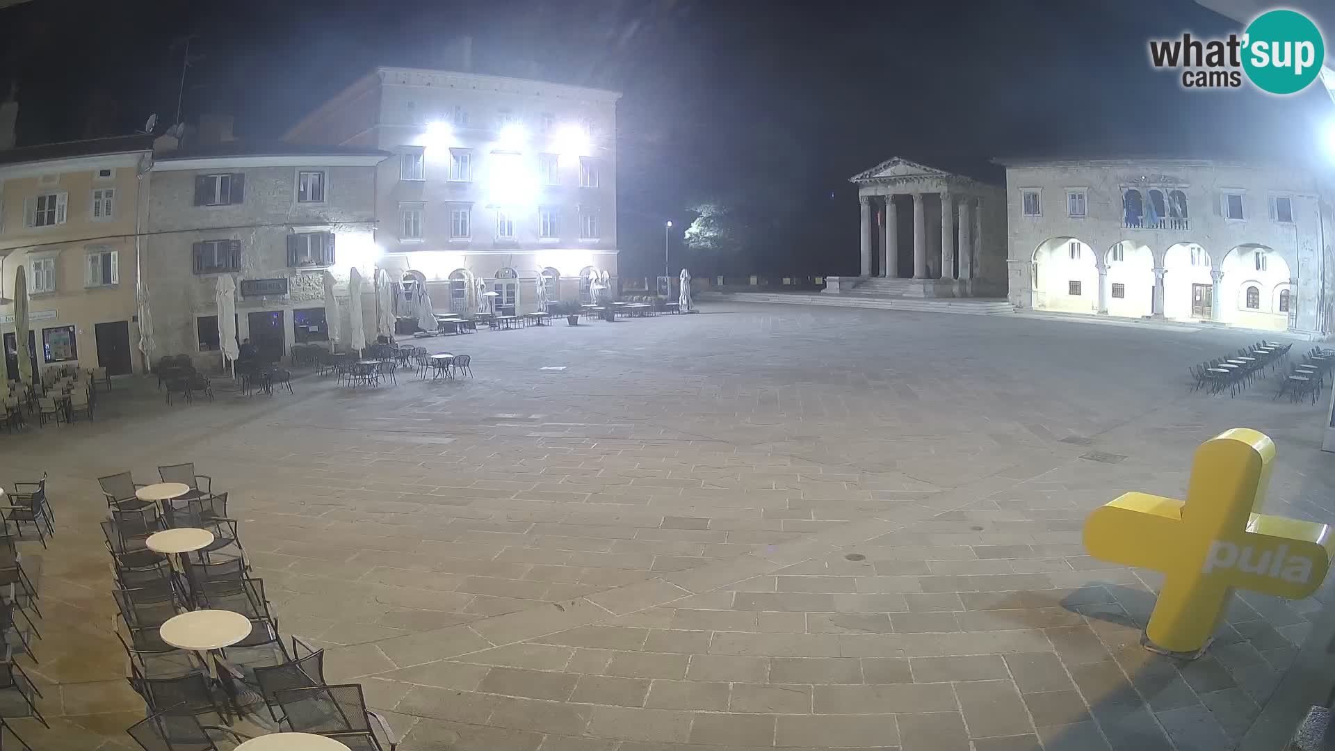 Pula webcam – Forum-Platz und Augustus-Tempel
