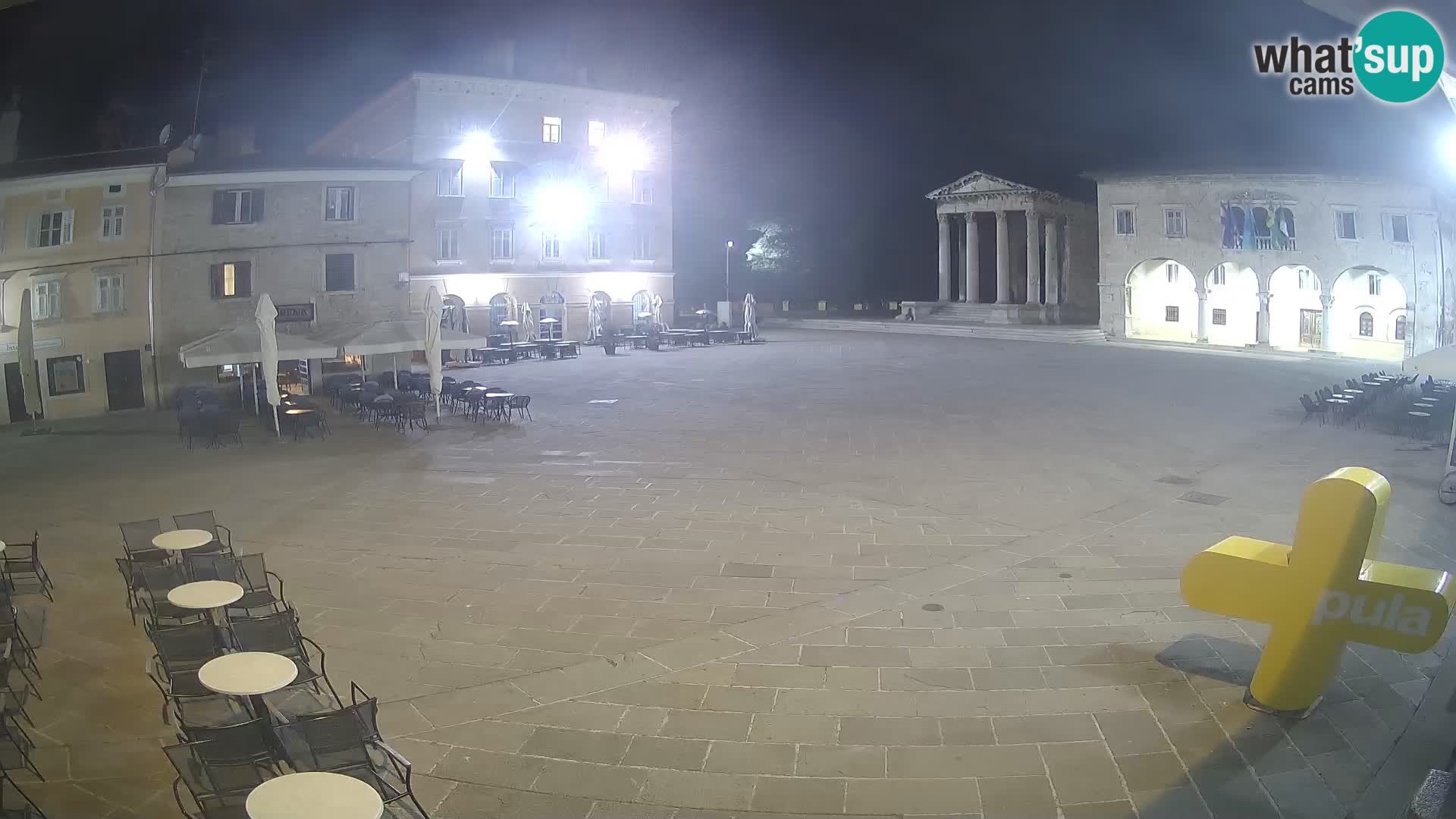 Pula webcam – Forum-Platz und Augustus-Tempel