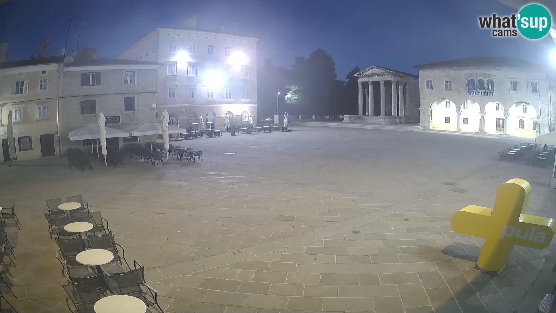 Pula webcam – Forum-Platz und Augustus-Tempel