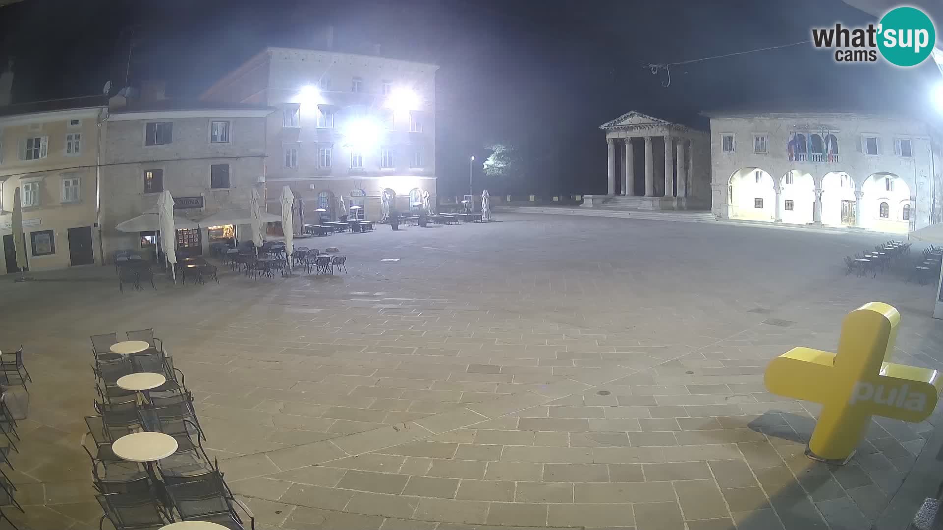 Pula webcam – Forum-Platz und Augustus-Tempel