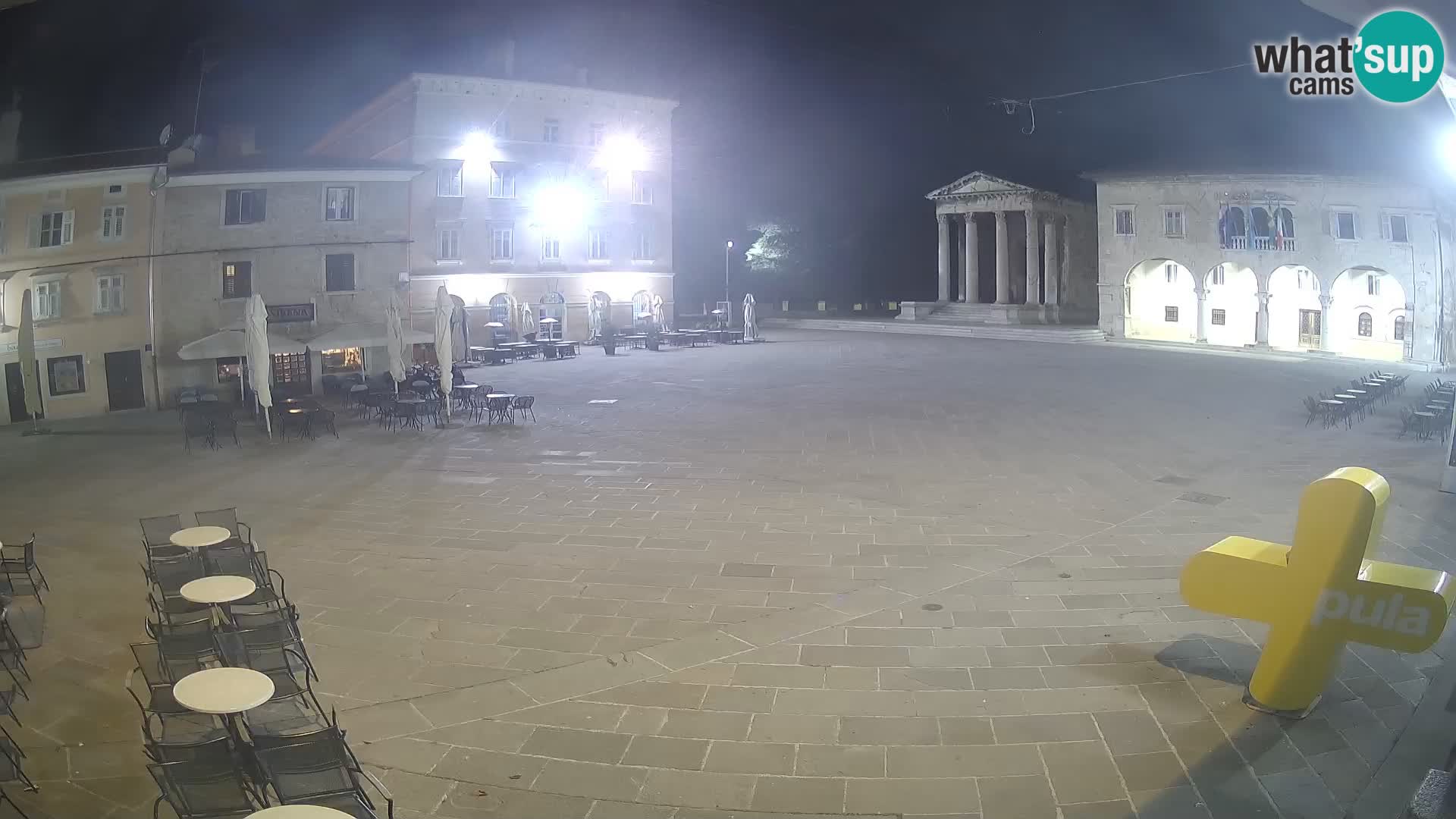 Pula webcam – Forum-Platz und Augustus-Tempel