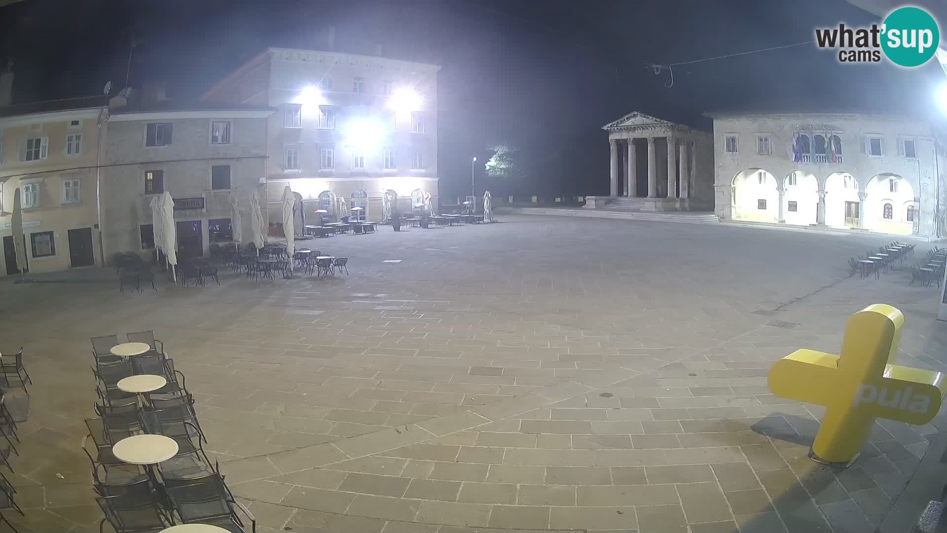 Pula webcam – Forum-Platz und Augustus-Tempel